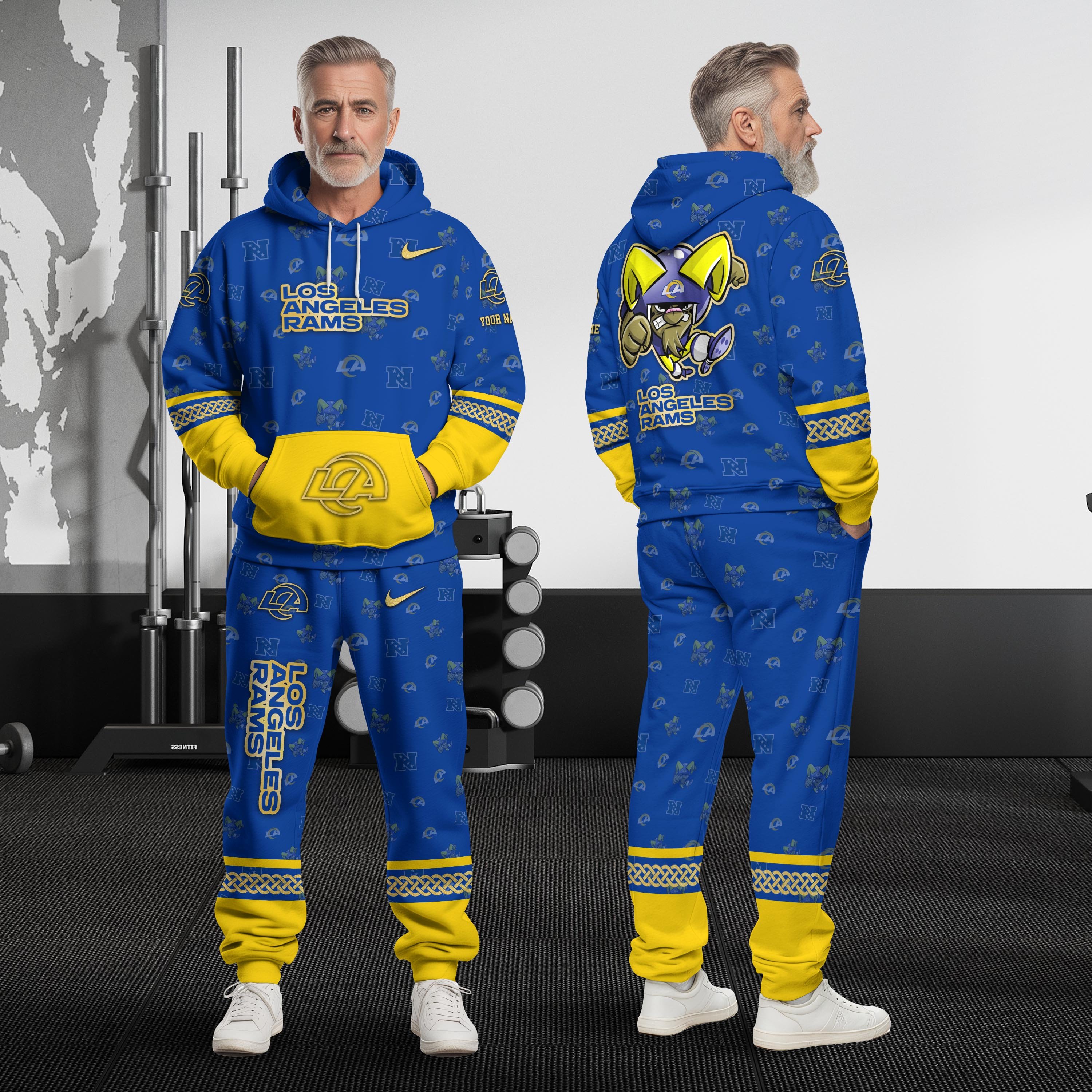 Los Angeles Rams Hoodie And Sweatpant Set Custom Your name, Sport Hoodie And Sweatpant Set, Sport Gifts For Fan EHIVM-08123118N