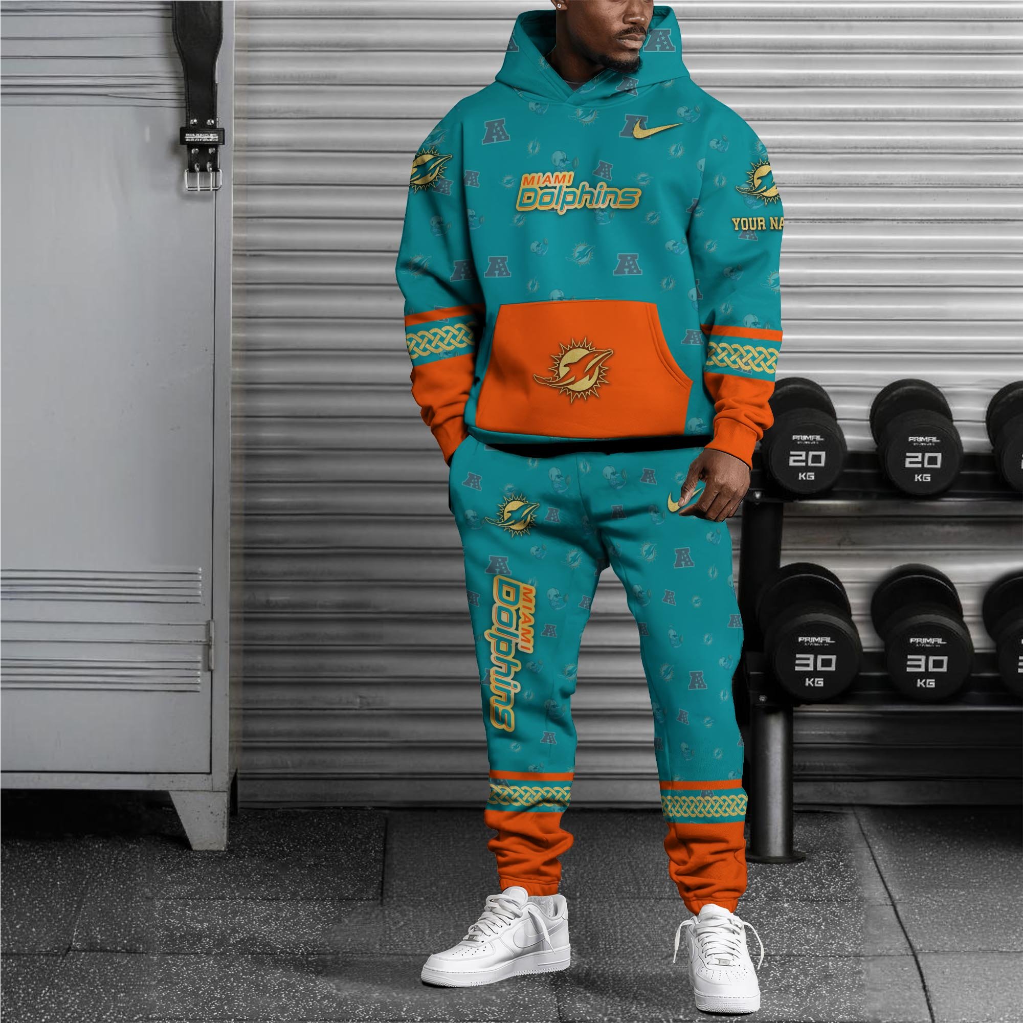 Alternative view of Miami Dolphins Hoodie And Sweatpant Set Custom Your name, Sport Hoodie And Sweatpant Set, Sport Gifts For Fan EHIVM-08123118N