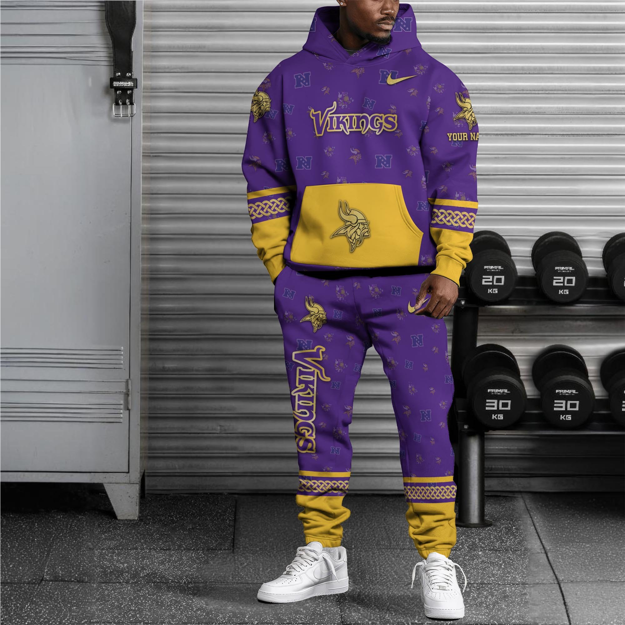 Alternative view of Minnesota Vikings Hoodie And Sweatpant Set Custom Your name, Sport Hoodie And Sweatpant Set, Sport Gifts For Fan EHIVM-08123118N