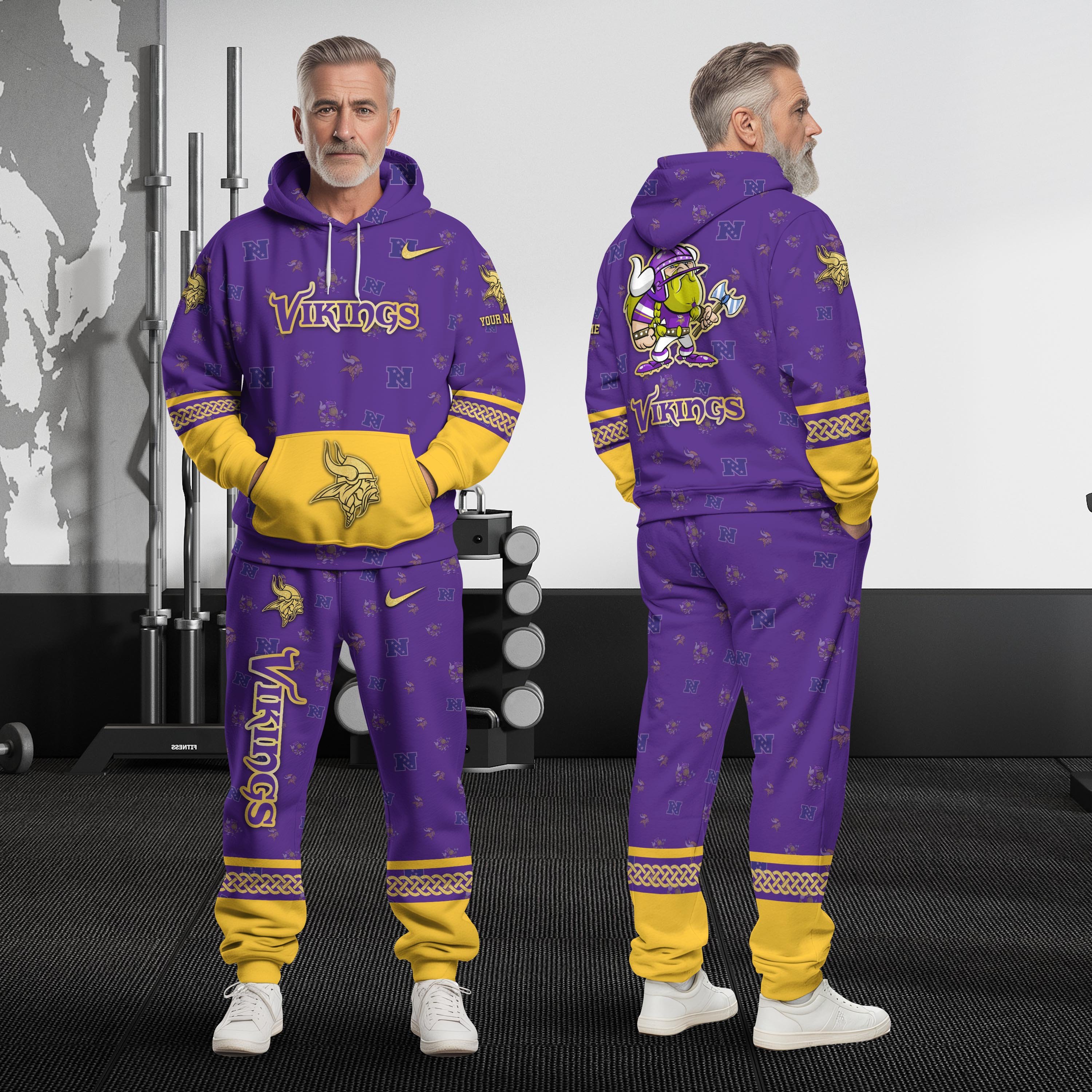 Minnesota Vikings Hoodie And Sweatpant Set Custom Your name, Sport Hoodie And Sweatpant Set, Sport Gifts For Fan EHIVM-08123118N