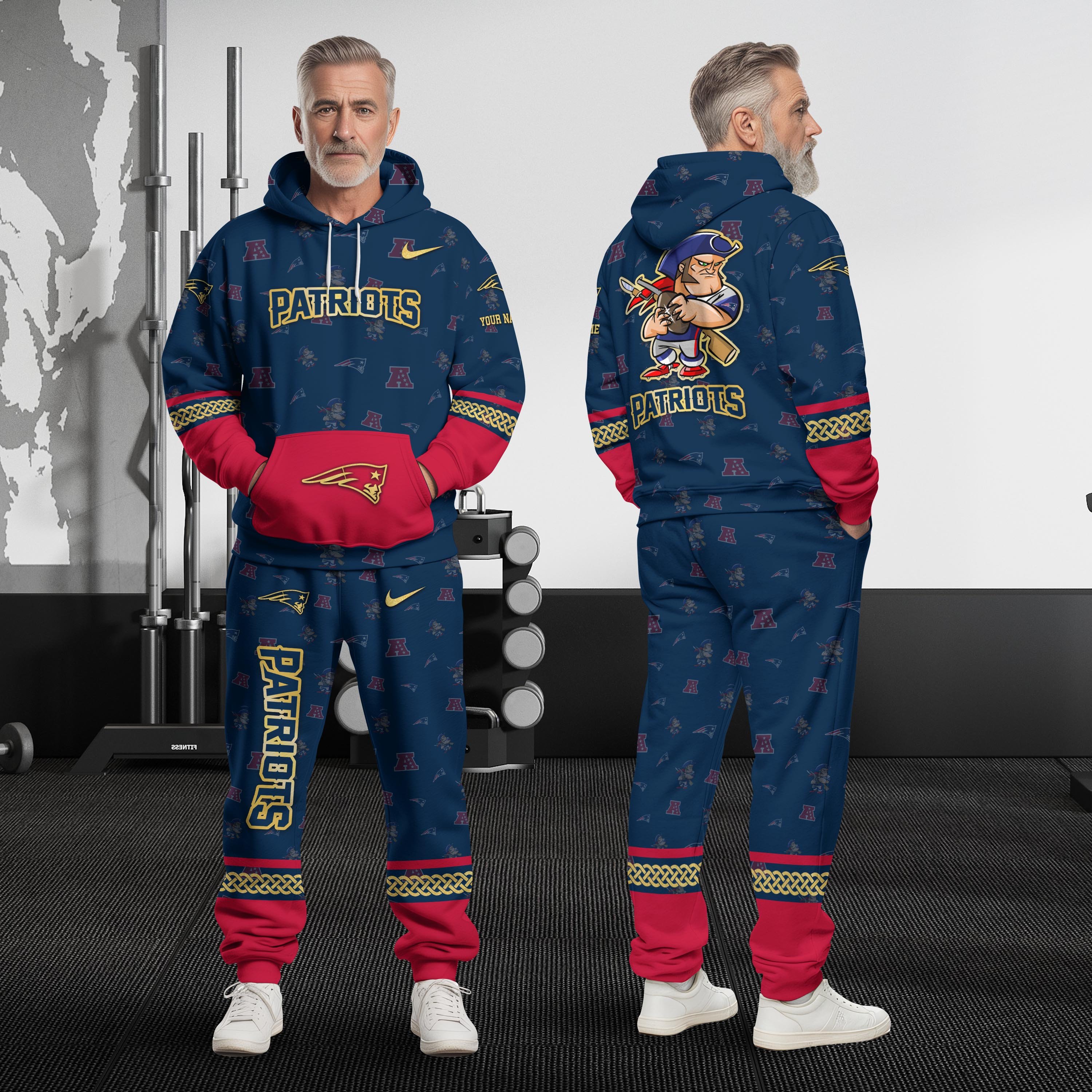 New England Patriots Hoodie And Sweatpant Set Custom Your name, Sport Hoodie And Sweatpant Set, Sport Gifts For Fan EHIVM-08123118N
