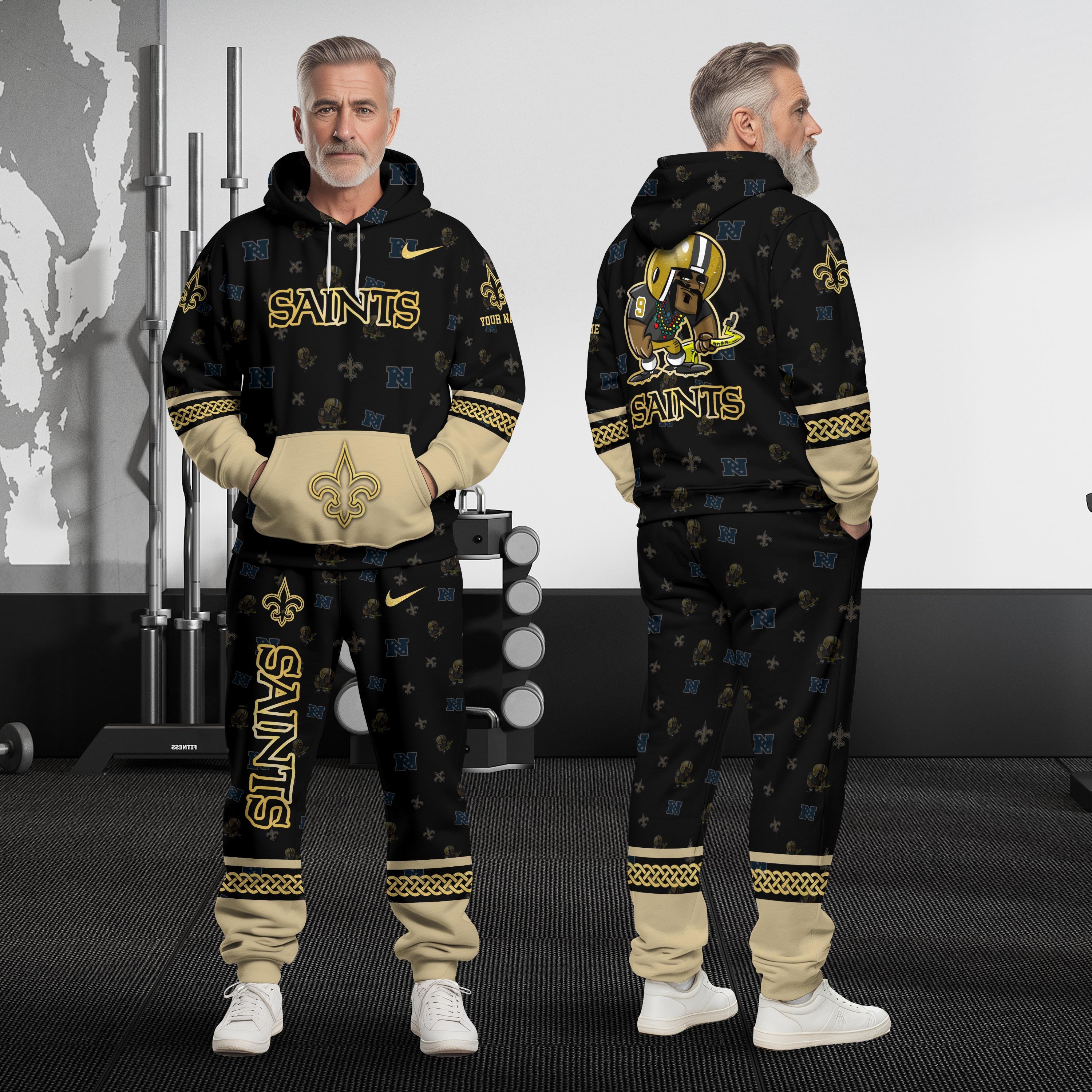 New Orleans Saints Hoodie And Sweatpant Set Custom Your name, Sport Hoodie And Sweatpant Set, Sport Gifts For Fan EHIVM-08123118N