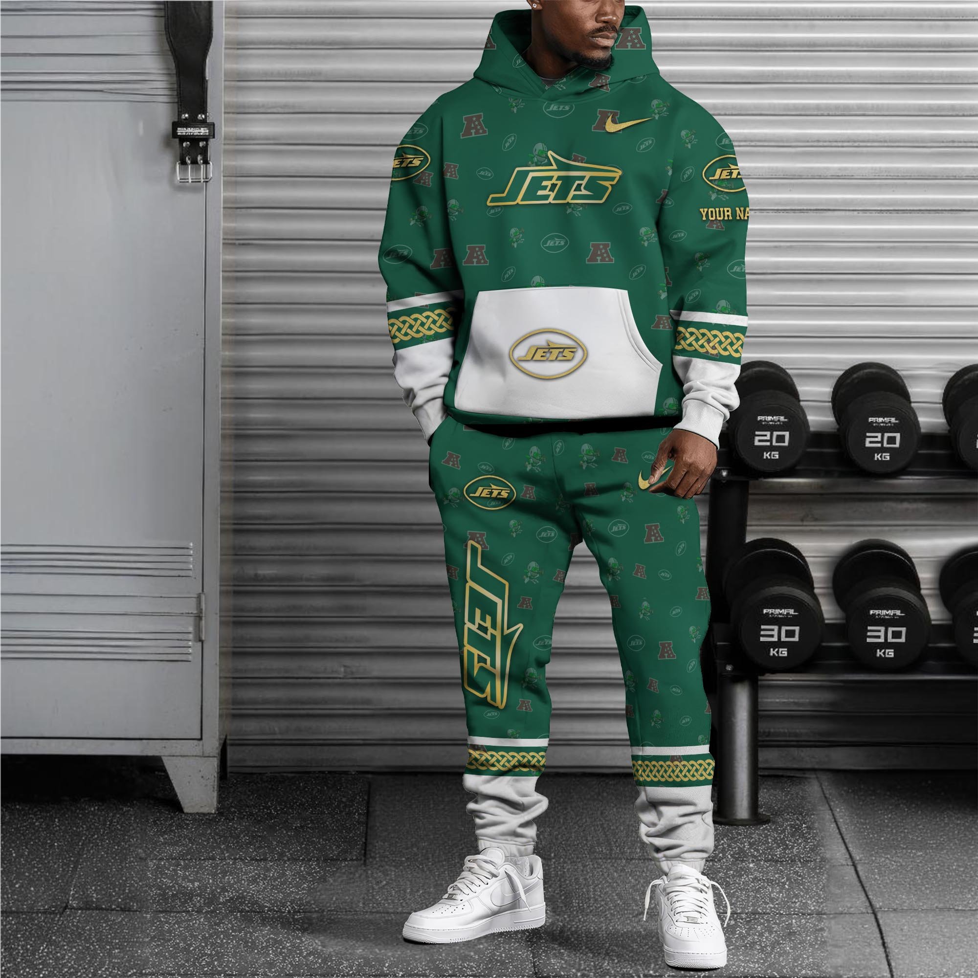 Alternative view of New York Jets Hoodie And Sweatpant Set Custom Your name, Sport Hoodie And Sweatpant Set, Sport Gifts For Fan EHIVM-08123118N