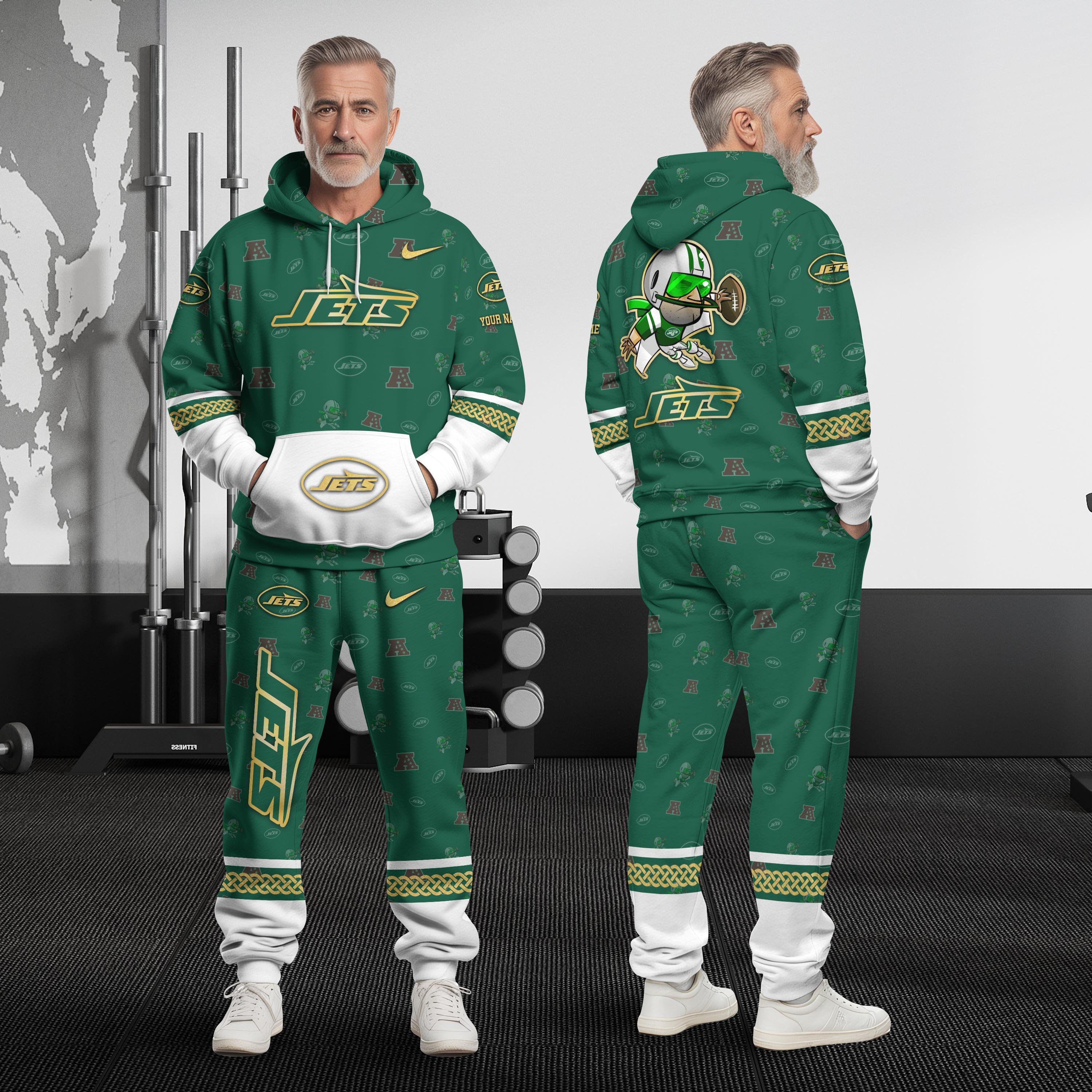 New York Jets Hoodie And Sweatpant Set Custom Your name, Sport Hoodie And Sweatpant Set, Sport Gifts For Fan EHIVM-08123118N