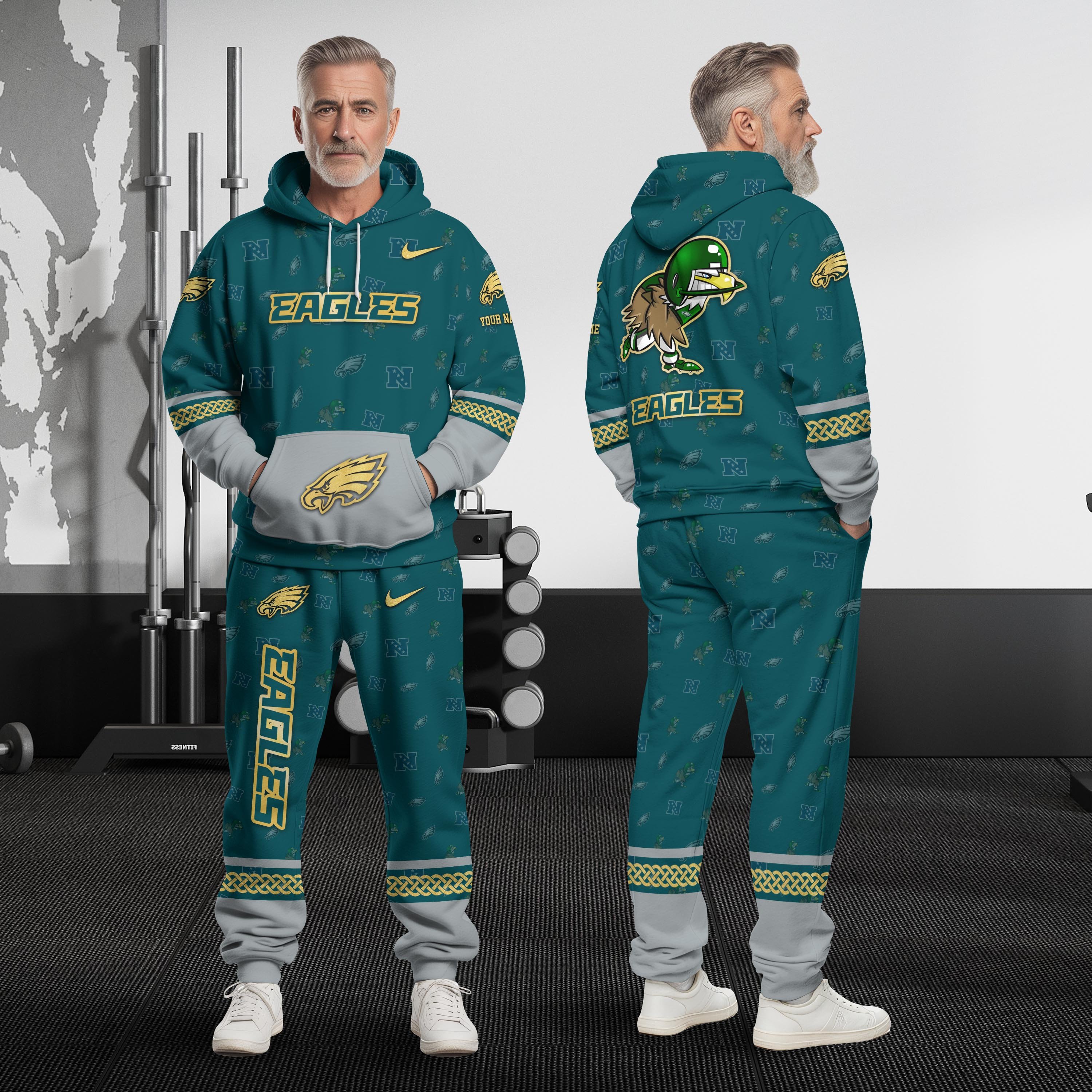 Philadelphia Eagles Hoodie And Sweatpant Set Custom Your name, Sport Hoodie And Sweatpant Set, Sport Gifts For Fan EHIVM-08123118N