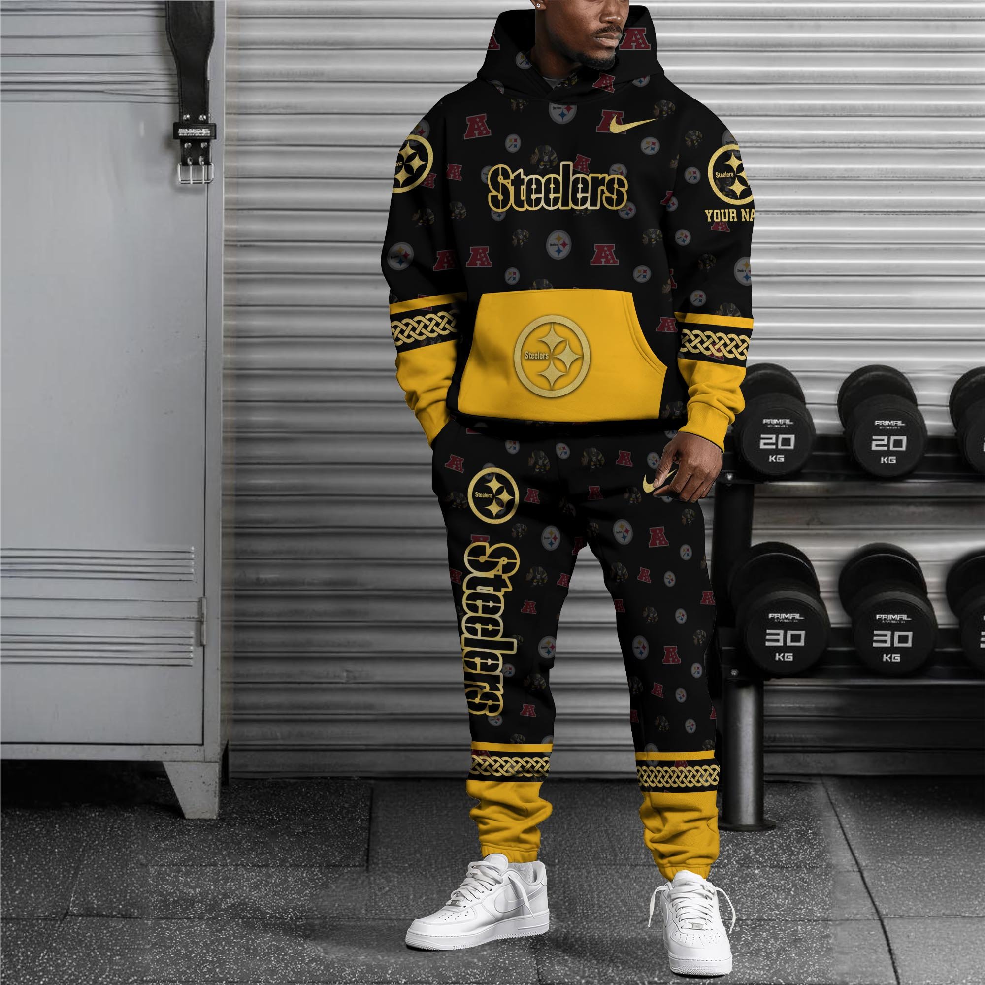 Alternative view of Pittsburgh Steelers Hoodie And Sweatpant Set Custom Your name, Sport Hoodie And Sweatpant Set, Sport Gifts For Fan EHIVM-08123118N