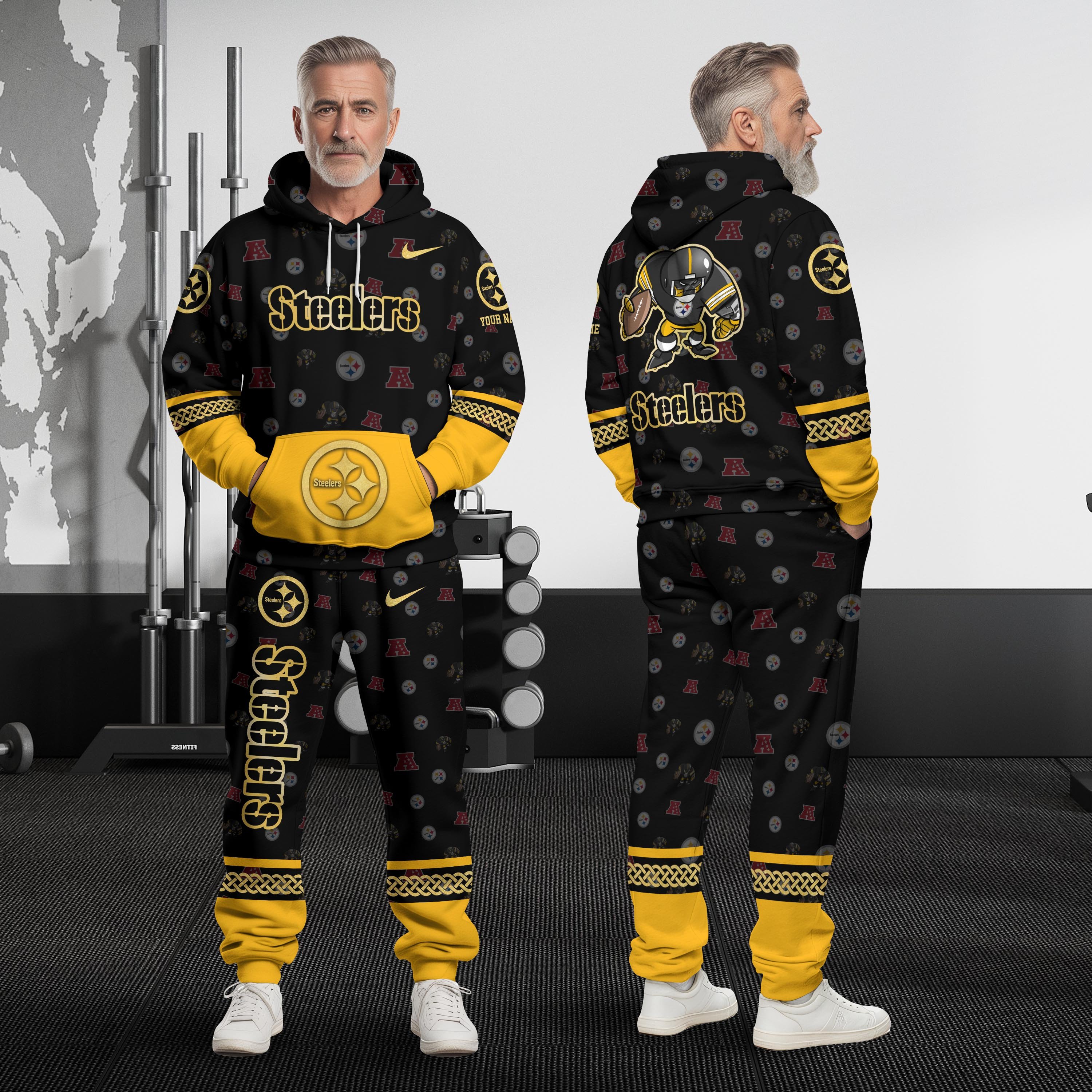 Pittsburgh Steelers Hoodie And Sweatpant Set Custom Your name, Sport Hoodie And Sweatpant Set, Sport Gifts For Fan EHIVM-08123118N