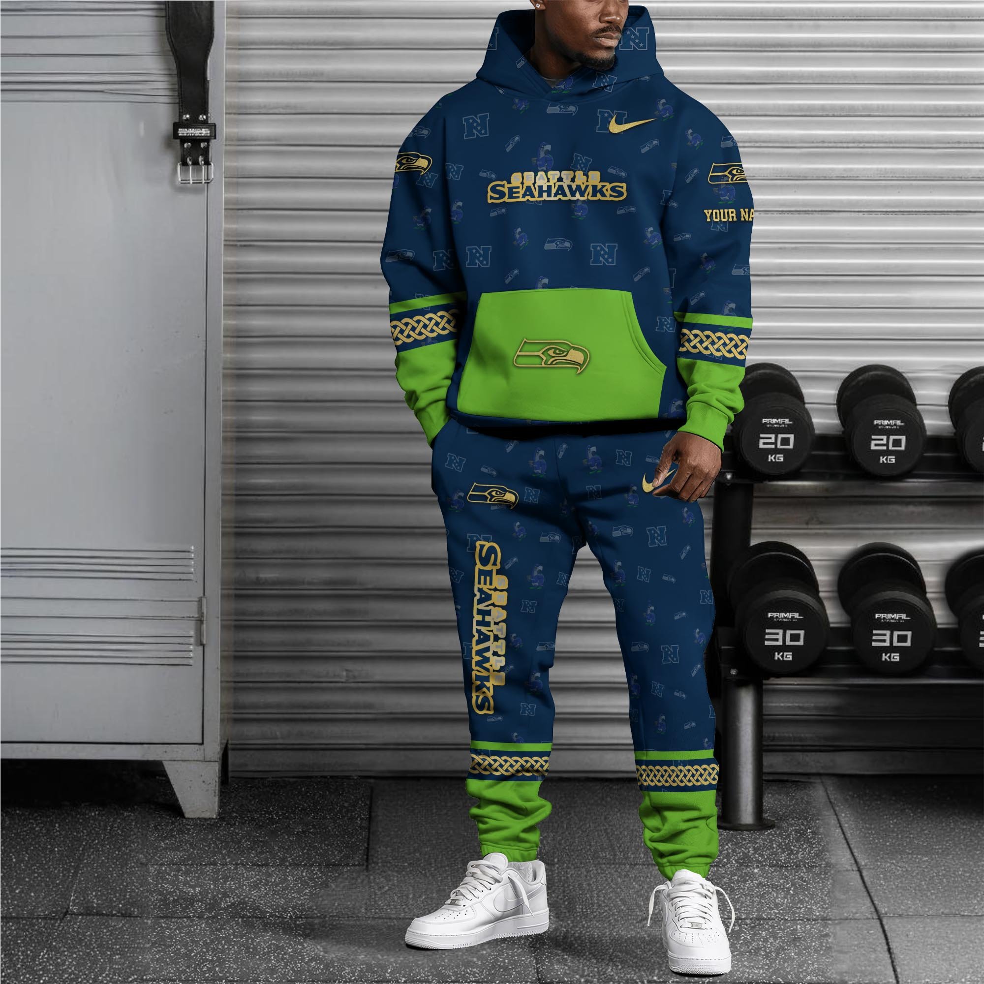 Alternative view of Seattle Seahawks Hoodie And Sweatpant Set Custom Your name, Sport Hoodie And Sweatpant Set, Sport Gifts For Fan EHIVM-08123118N