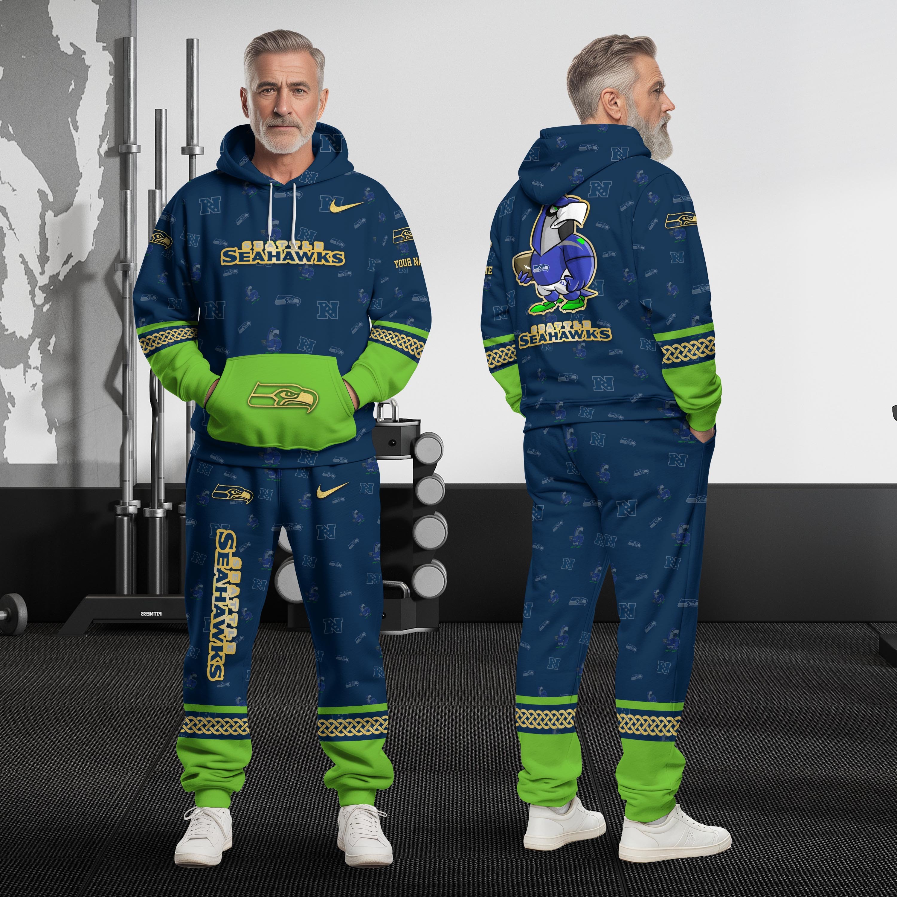 Seattle Seahawks Hoodie And Sweatpant Set Custom Your name, Sport Hoodie And Sweatpant Set, Sport Gifts For Fan EHIVM-08123118N