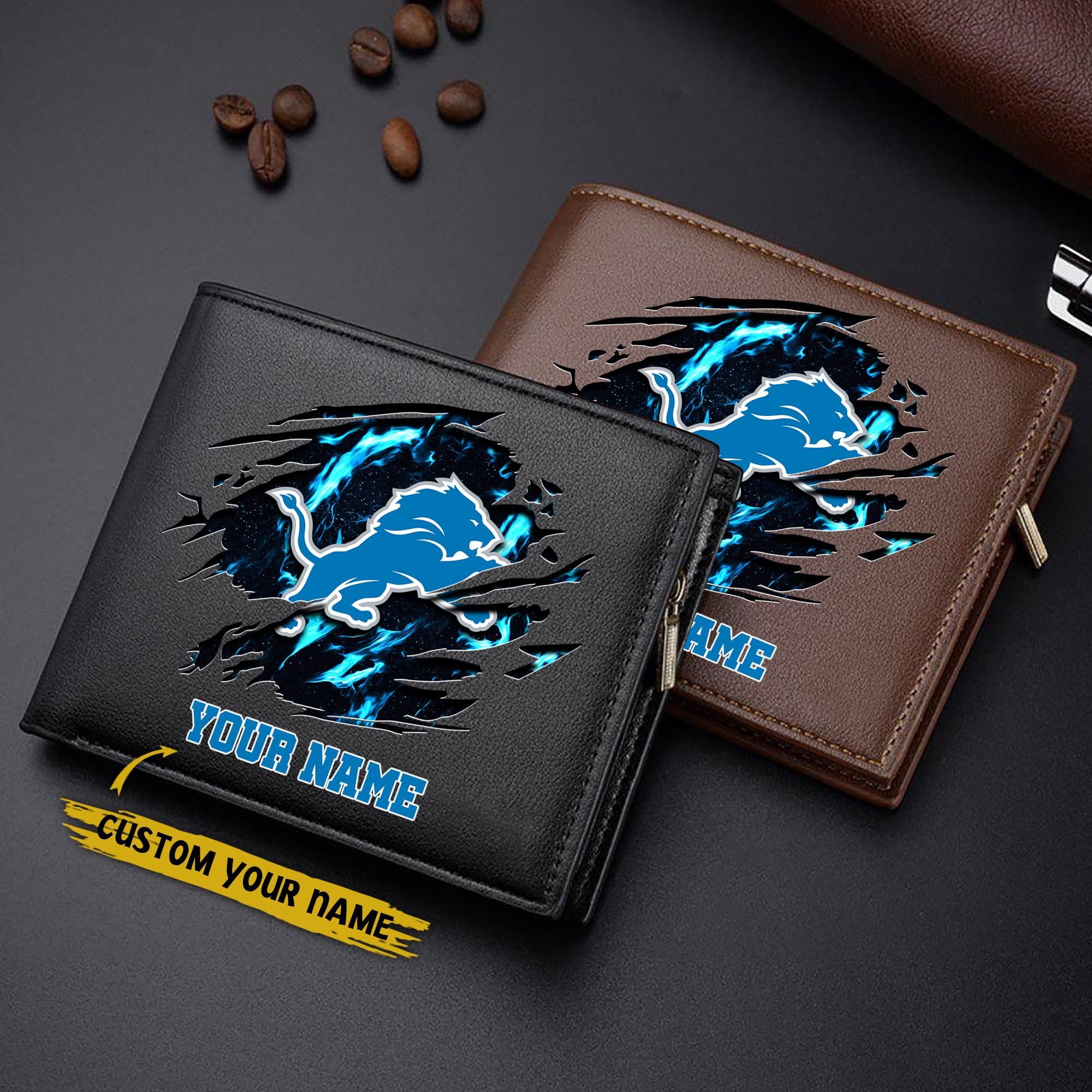 Detroit Lions Men Wallet Custom Your Name, Football Team Men Wallet For Fans, Gifts For Football Lovers EHIVM-09053387N