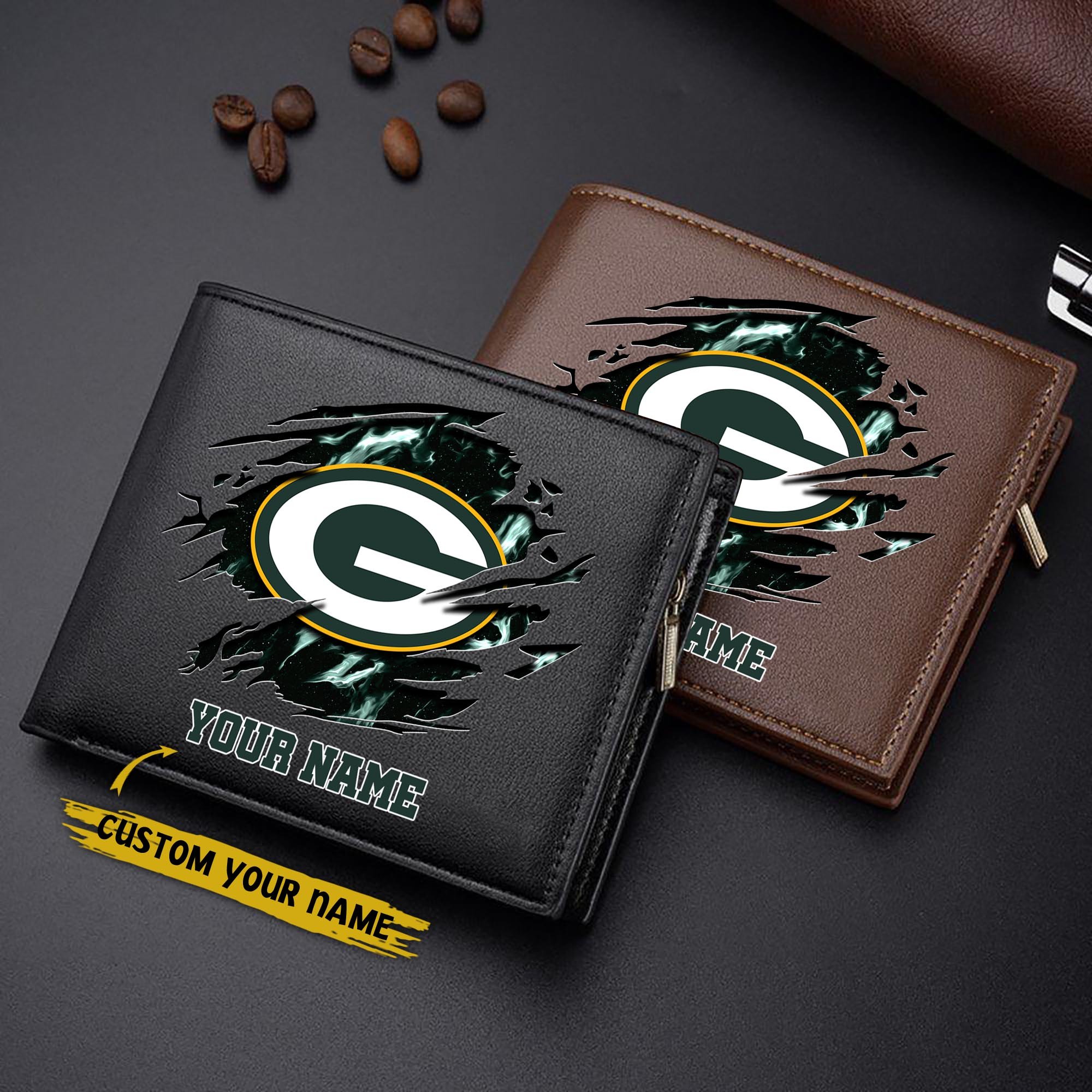 Green Bay Packers Men Wallet Custom Your Name, Football Team Men Wallet For Fans, Gifts For Football Lovers EHIVM-09053387N