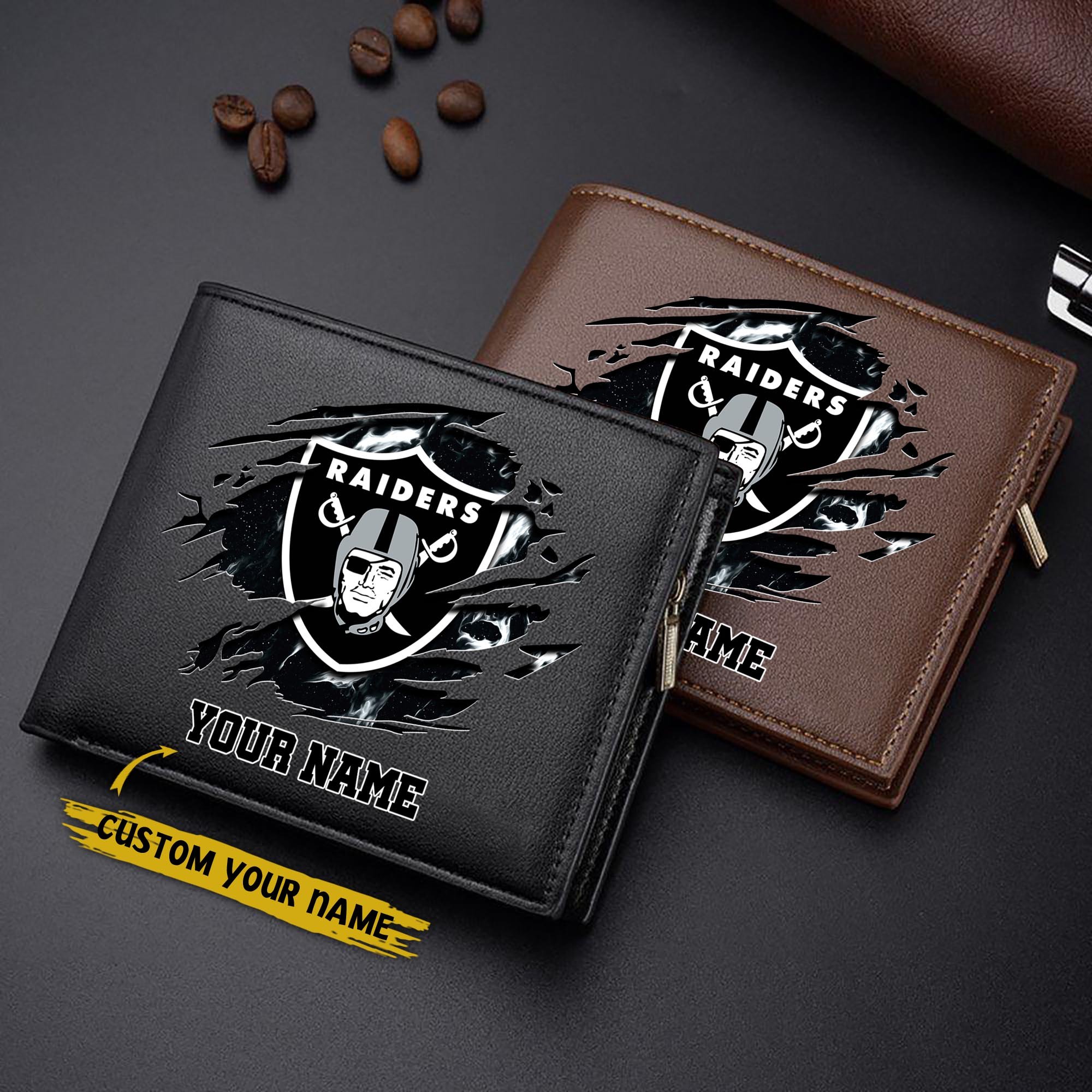 Las Vegas Raiders Men Wallet Custom Your Name, Football Team Men Wallet For Fans, Gifts For Football Lovers EHIVM-09053387N
