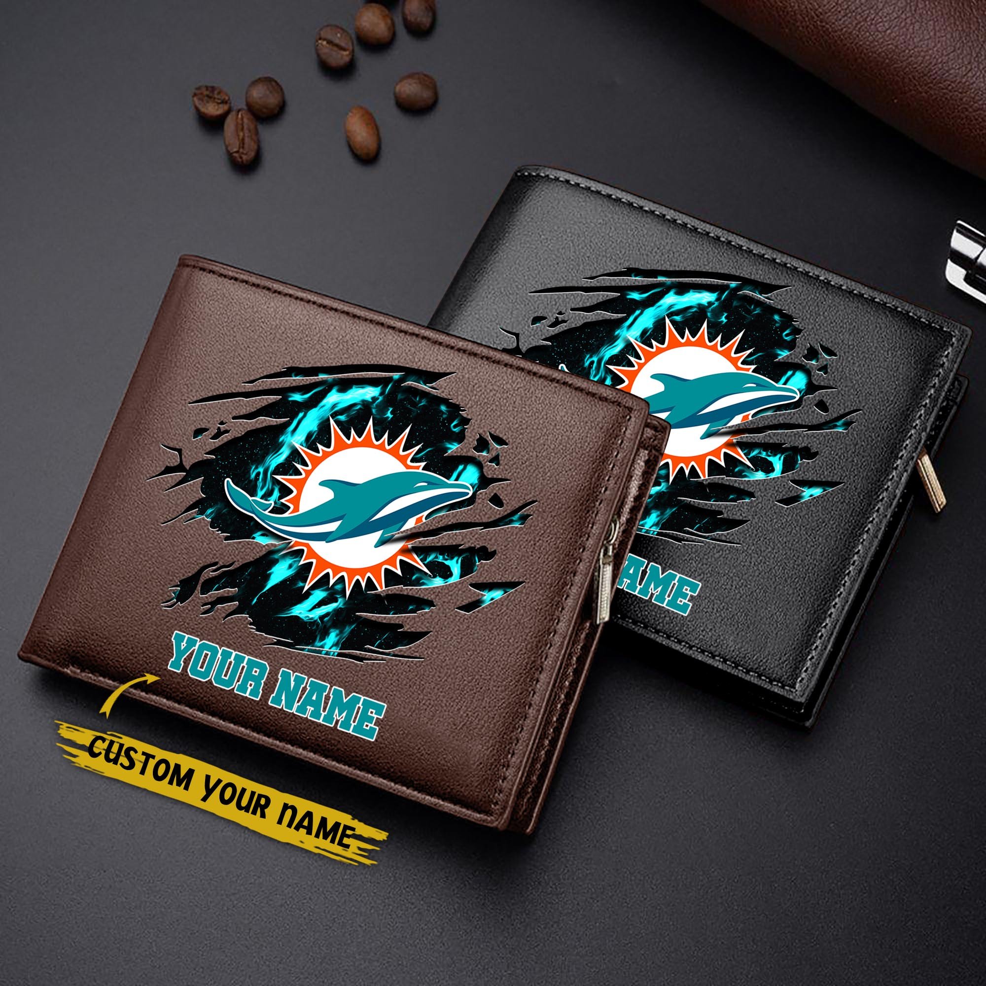 Alternative view of Miami Dolphins Men Wallet Custom Your Name, Football Team Men Wallet For Fans, Gifts For Football Lovers EHIVM-09053387N