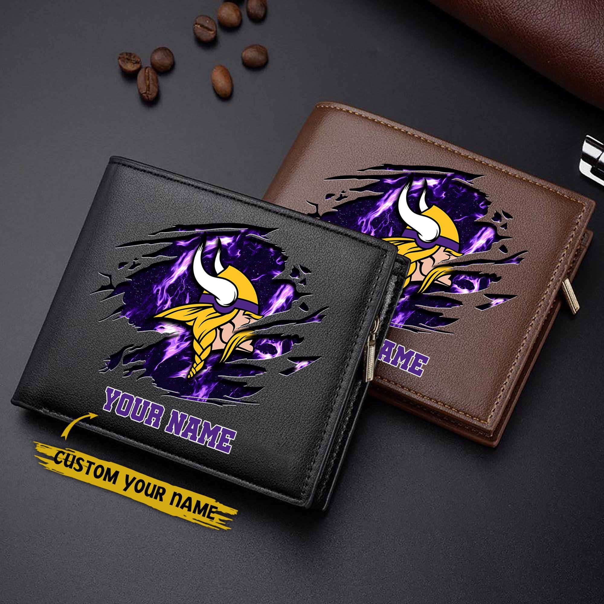 Minnesota Vikings Men Wallet Custom Your Name, Football Team Men Wallet For Fans, Gifts For Football Lovers EHIVM-09053387N
