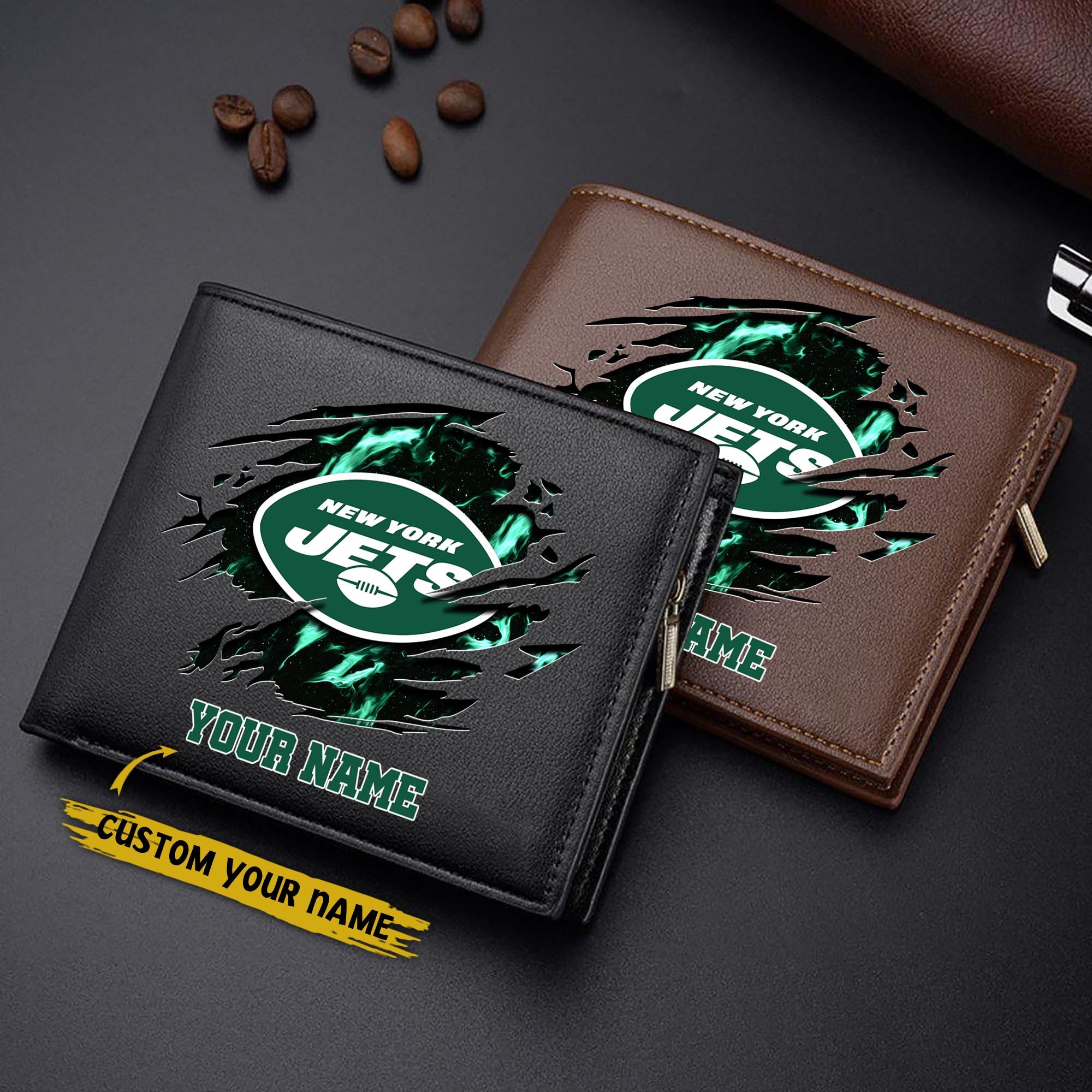 New York Jets Men Wallet Custom Your Name, Football Team Men Wallet For Fans, Gifts For Football Lovers EHIVM-09053387N
