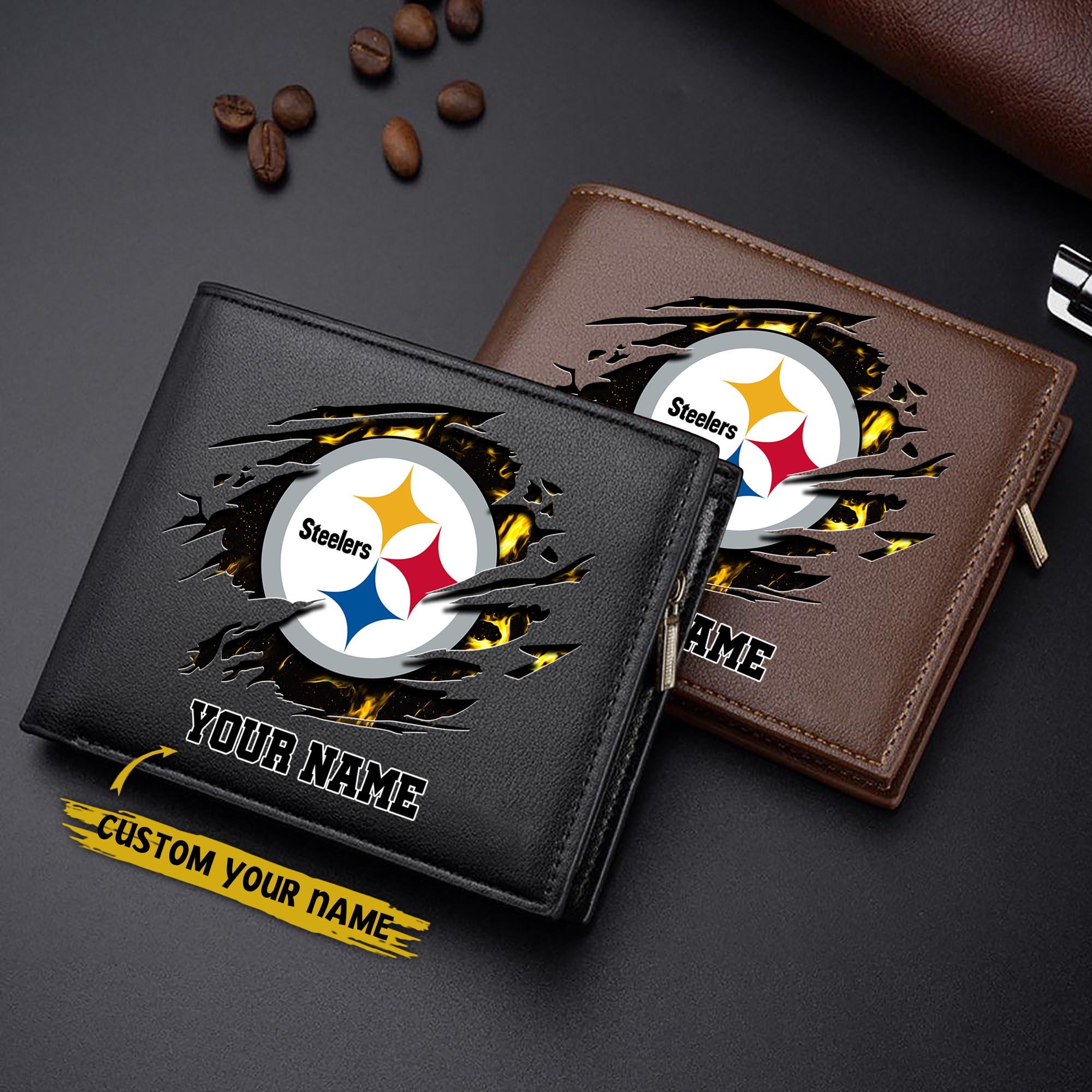 Pittsburgh Steelers Men Wallet Custom Your Name, Football Team Men Wallet For Fans, Gifts For Football Lovers EHIVM-09053387N