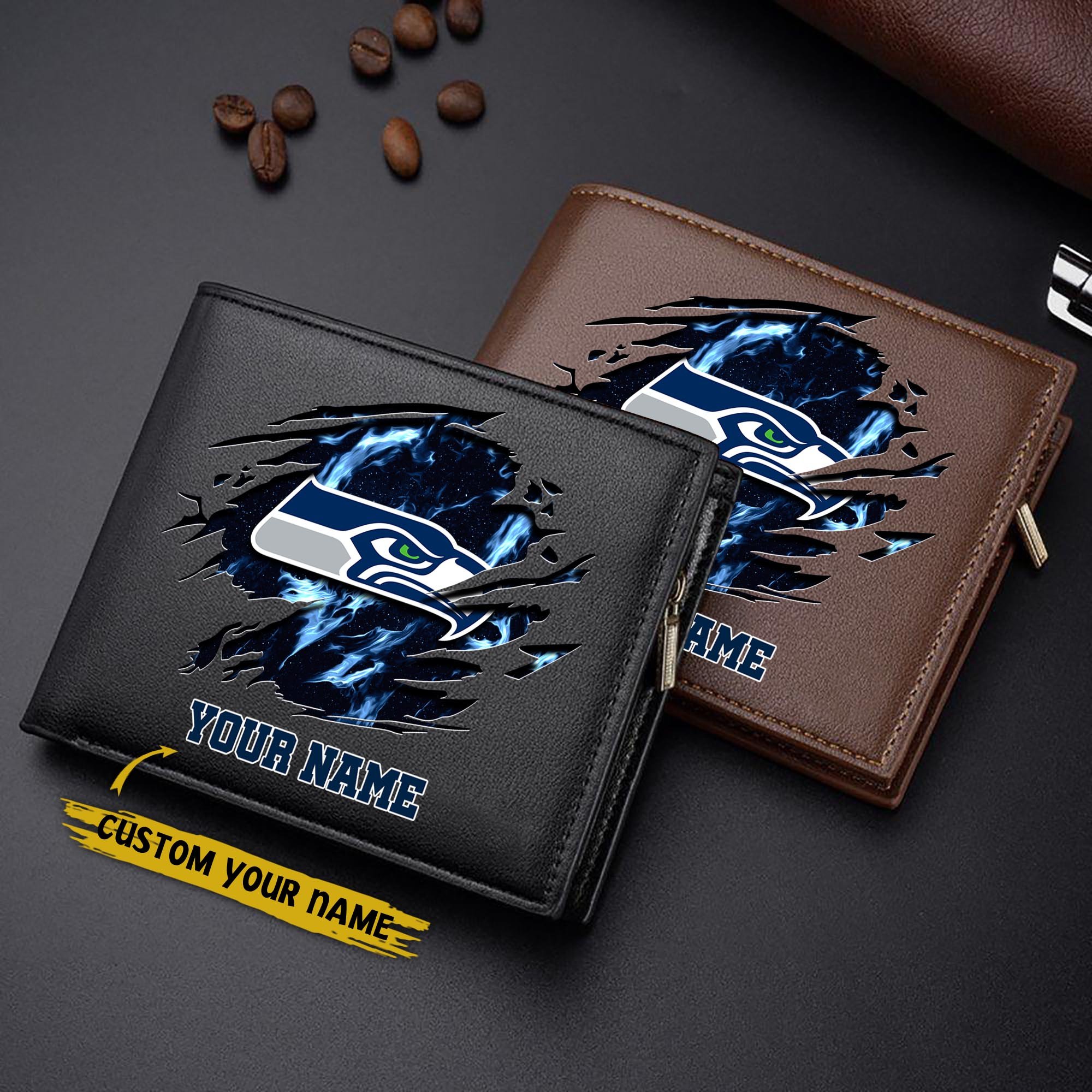 Seattle Seahawks Men Wallet Custom Your Name, Football Team Men Wallet For Fans, Gifts For Football Lovers EHIVM-09053387N