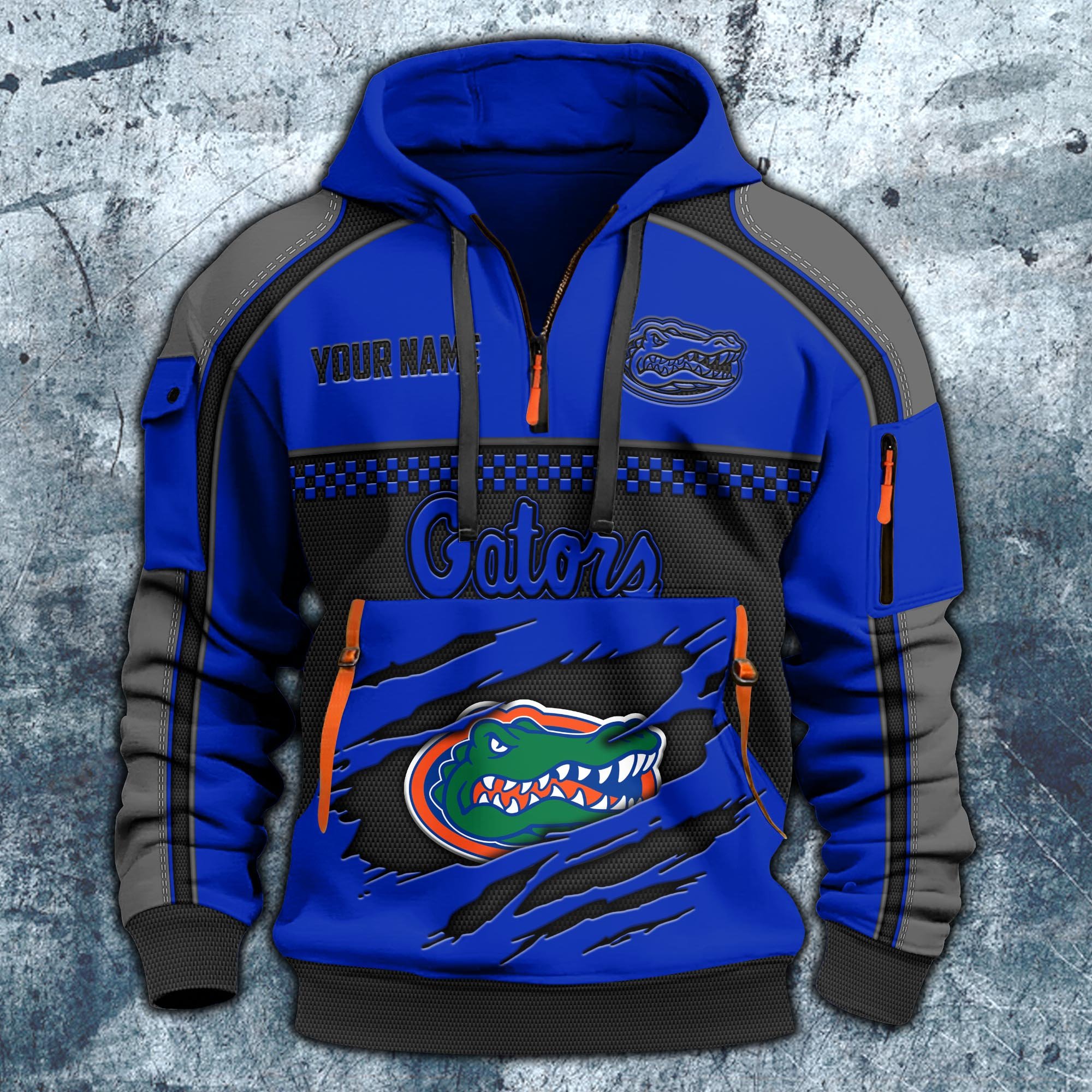 Alternative view of Florida Gators Hoodie Half Zipper Custom Your Name,  Sports 3D Half-zip Hoodie EHIVM-07092718