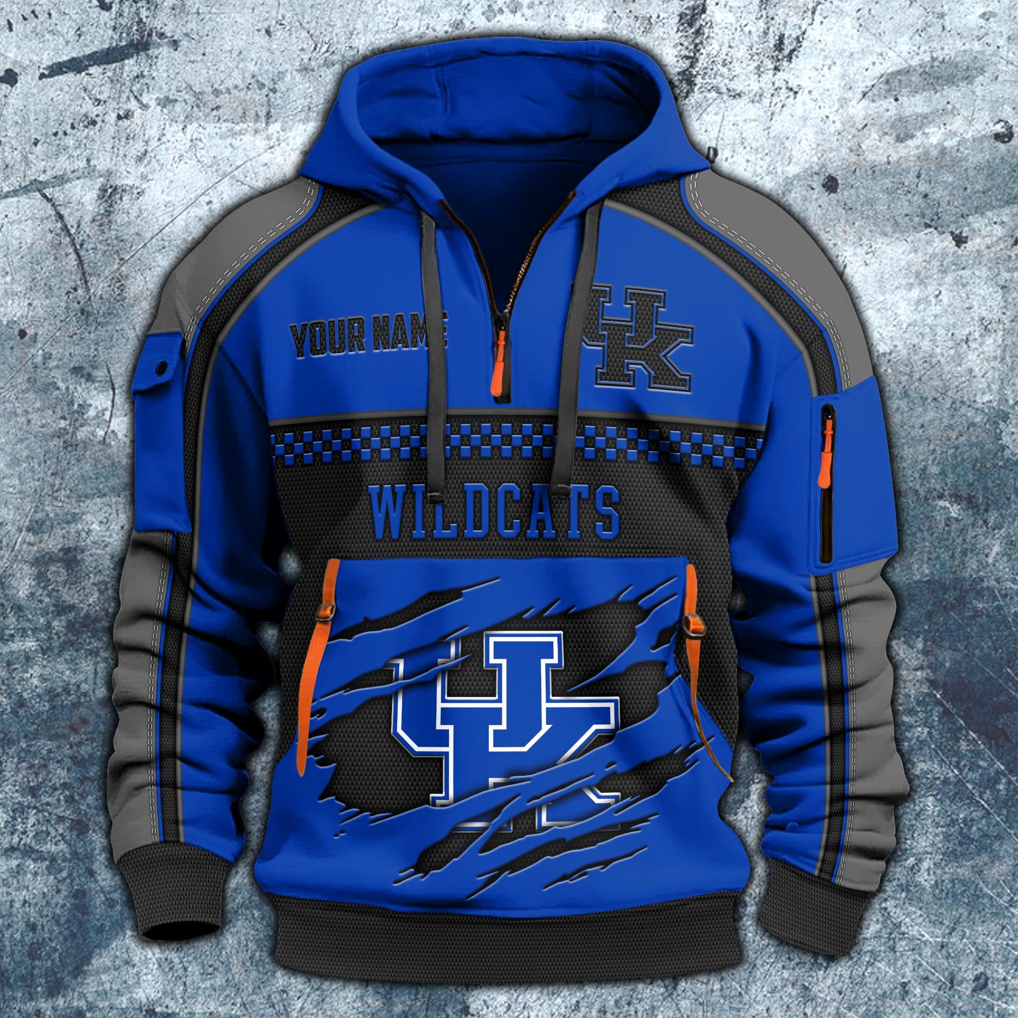 Alternative view of Kentucky Wildcats Hoodie Half Zipper Custom Your Name,  Sports 3D Half-zip Hoodie EHIVM-07092718