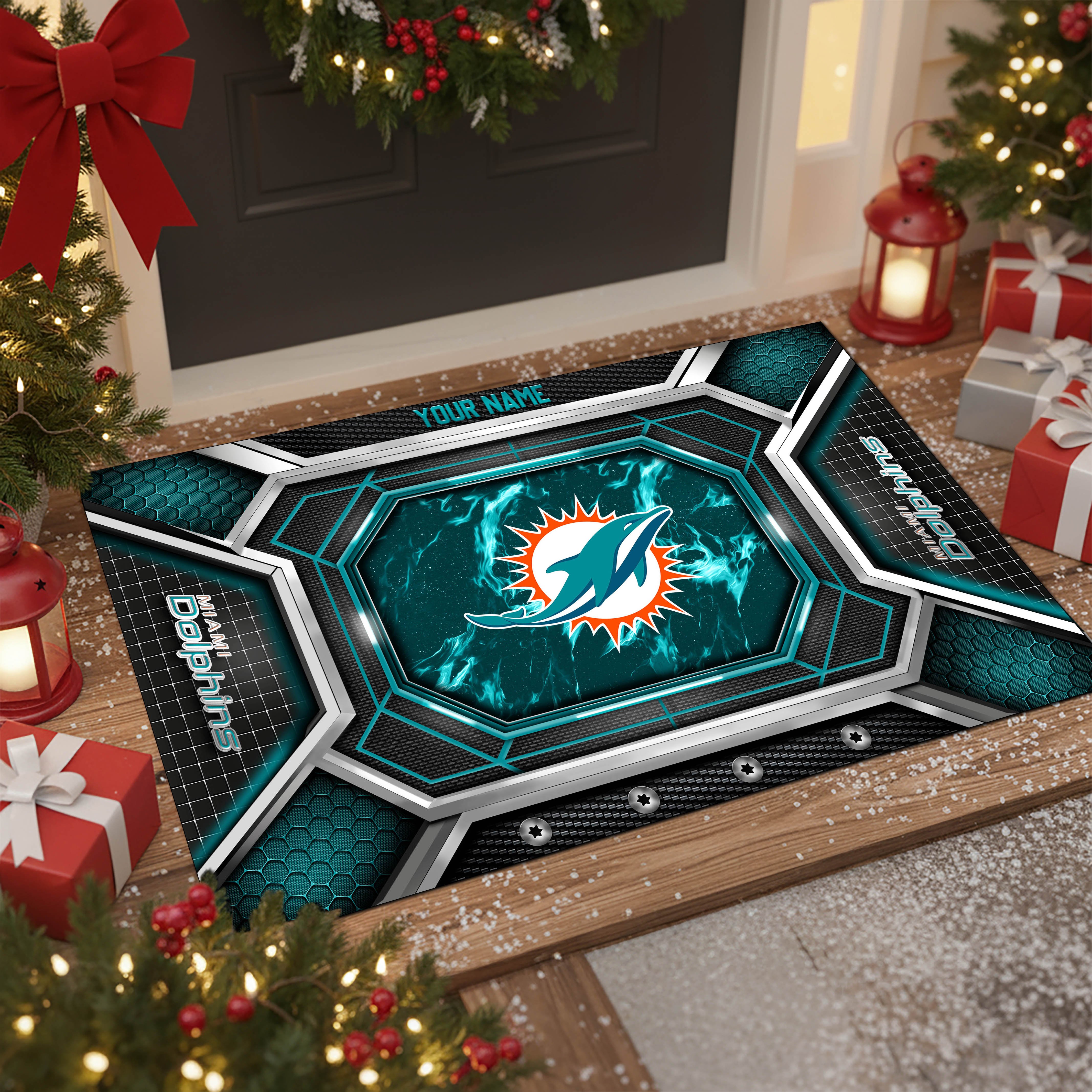 Miami Dolphins Doormat Custom Your Name, Sport Doormat, Sport Gifts EHIVM-08223245N