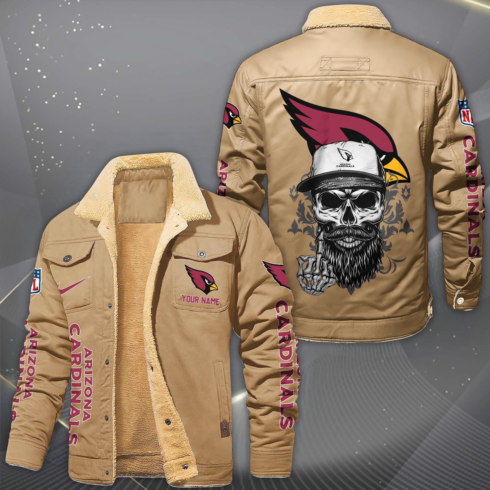 Alternative view of Arizona Cardinals Fleece Lined Cargo Jacket Custom Your Name 2026 Version, Sport Fleece Jacket EHIVM-10033852N
