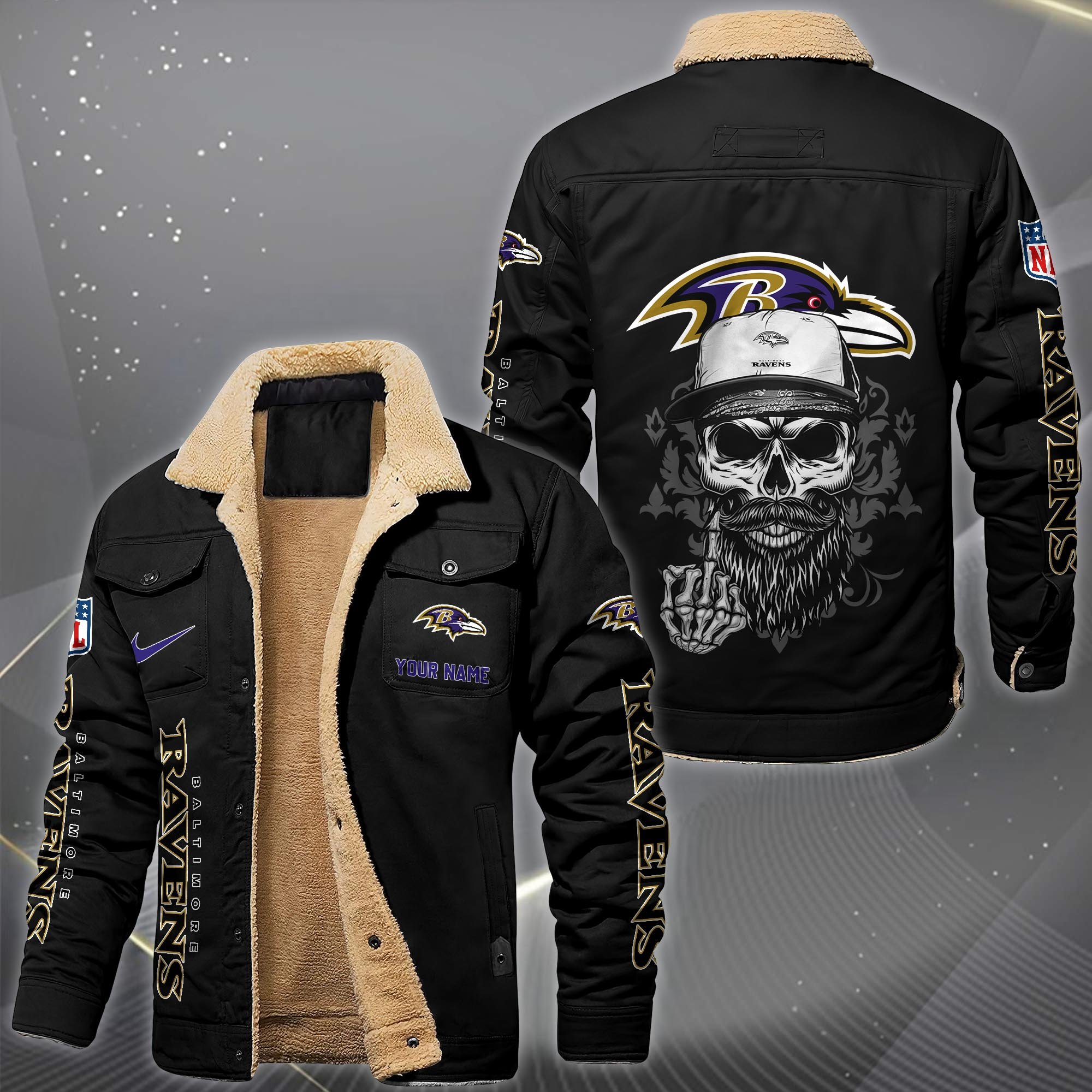 Baltimore Ravens Fleece Lined Cargo Jacket Custom Your Name 2026 Version, Sport Fleece Jacket EHIVM-10033852N