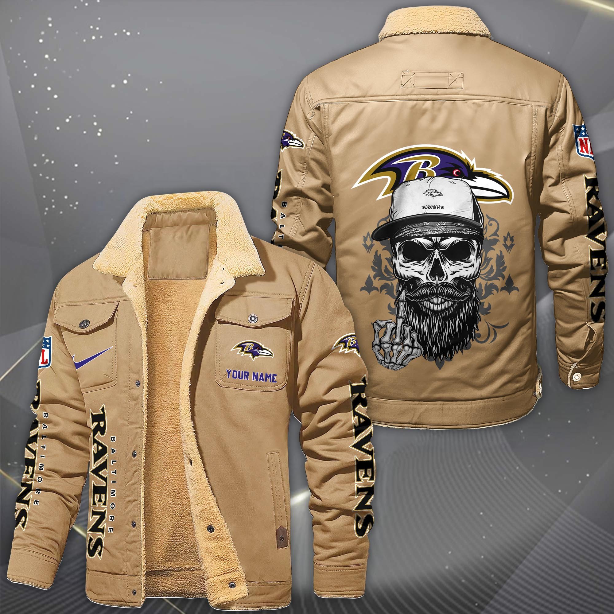 Alternative view of Baltimore Ravens Fleece Lined Cargo Jacket Custom Your Name 2026 Version, Sport Fleece Jacket EHIVM-10033852N