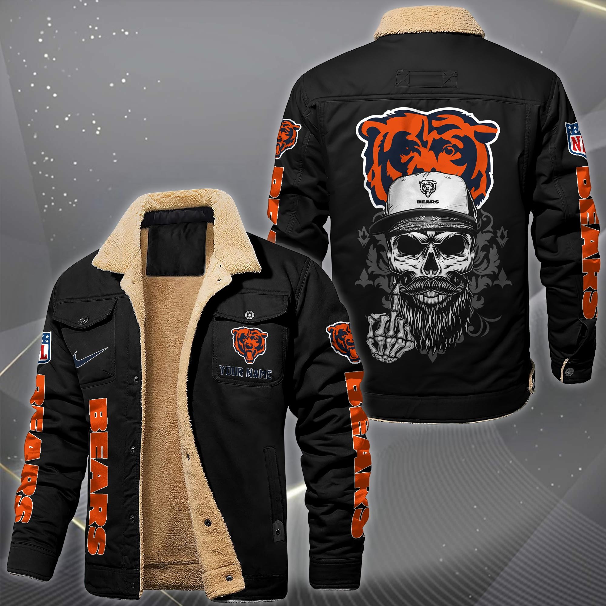 Chicago Bears Fleece Lined Cargo Jacket Custom Your Name 2026 Version, Sport Fleece Jacket EHIVM-10033852N