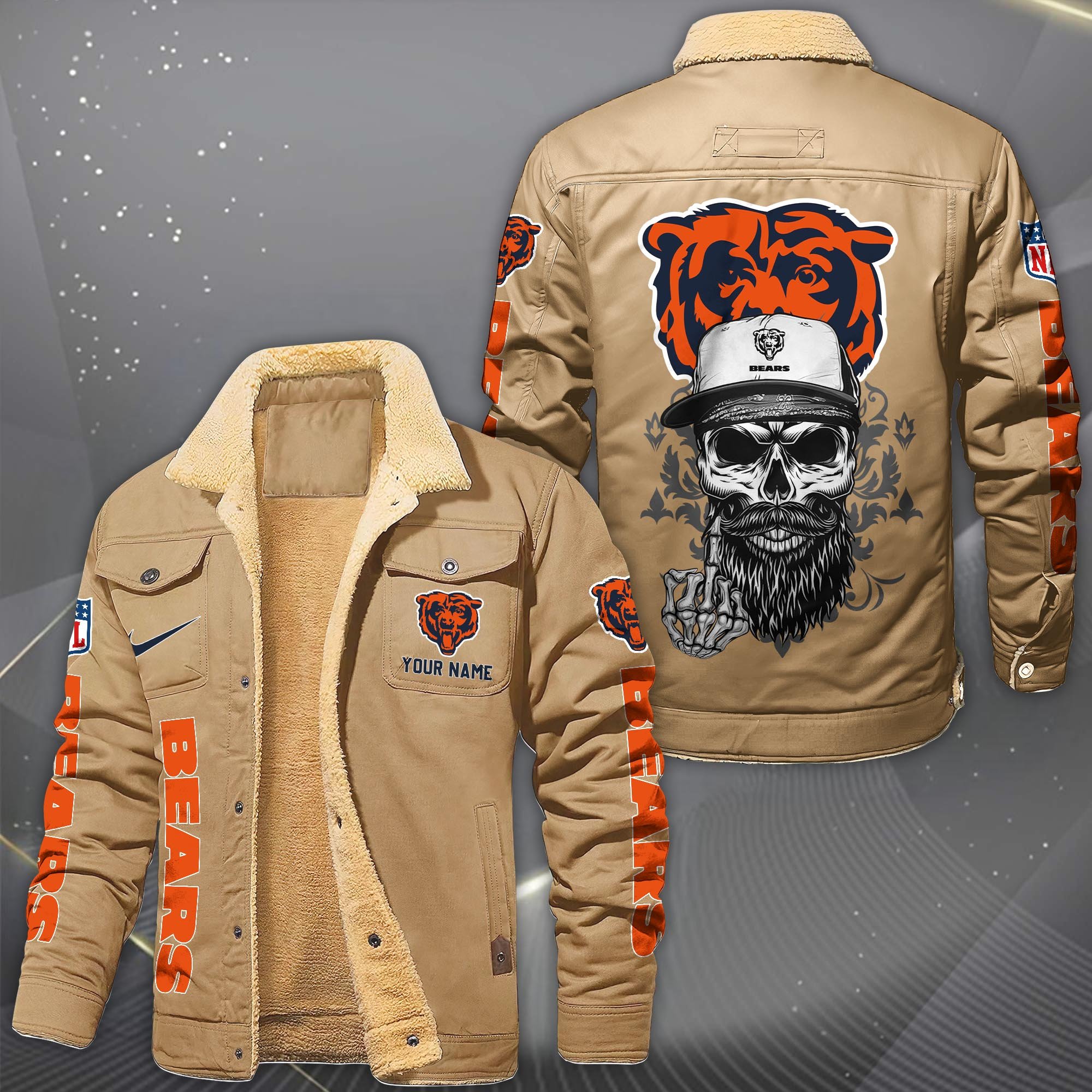 Alternative view of Chicago Bears Fleece Lined Cargo Jacket Custom Your Name 2026 Version, Sport Fleece Jacket EHIVM-10033852N