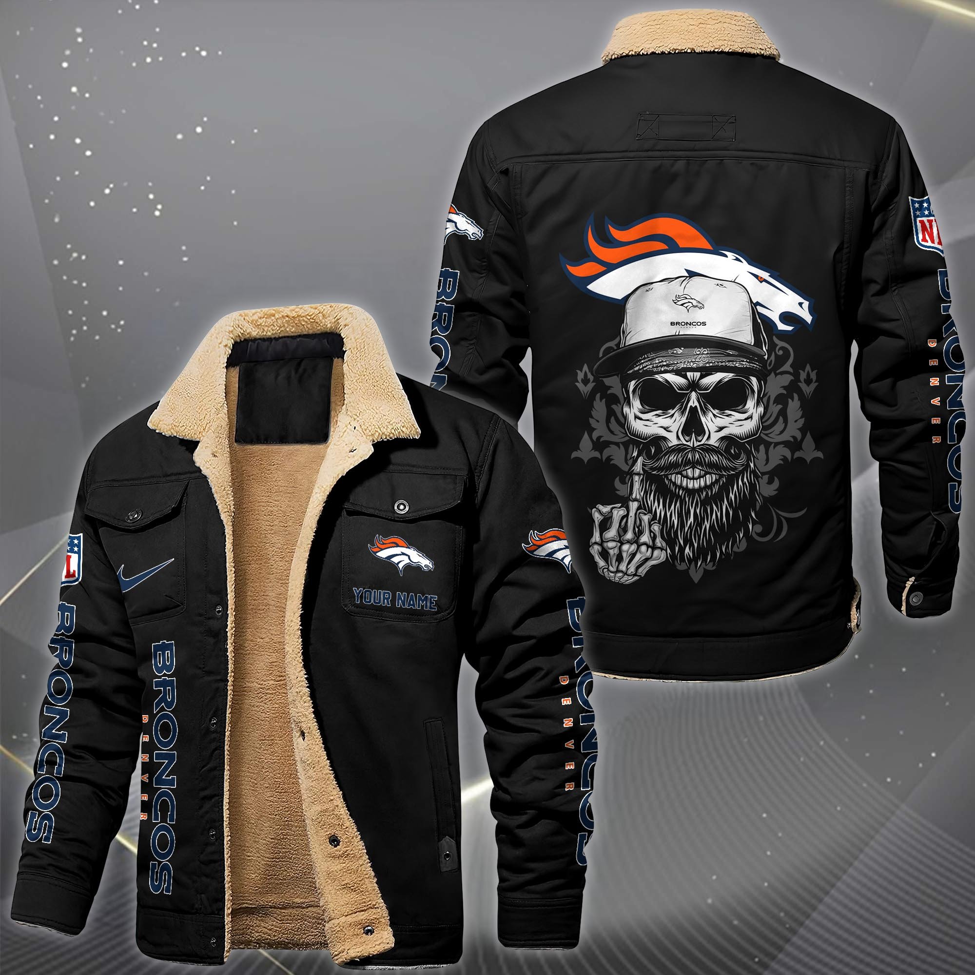 Denver Broncos Fleece Lined Cargo Jacket Custom Your Name 2026 Version, Sport Fleece Jacket EHIVM-10033852N