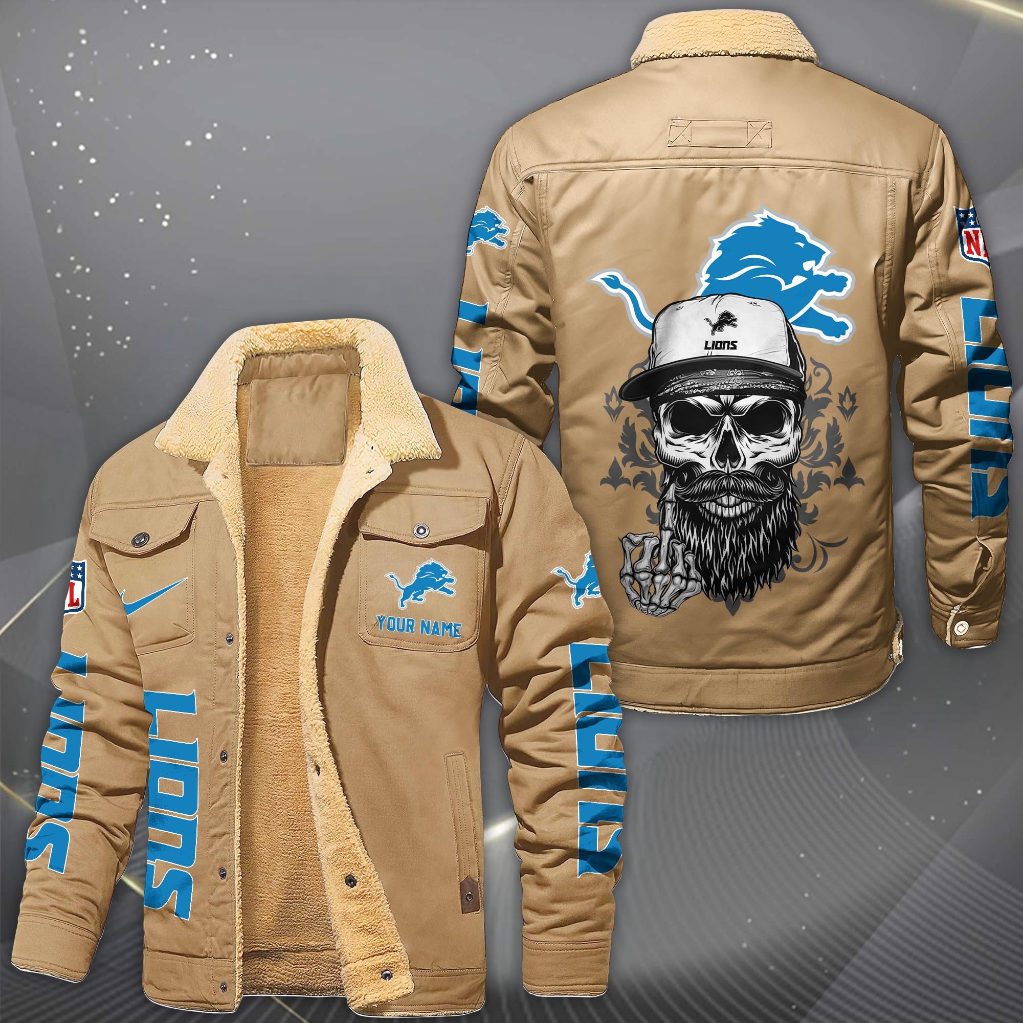 Alternative view of Detroit Lions Fleece Lined Cargo Jacket Custom Your Name 2026 Version, Sport Fleece Jacket EHIVM-10033852N