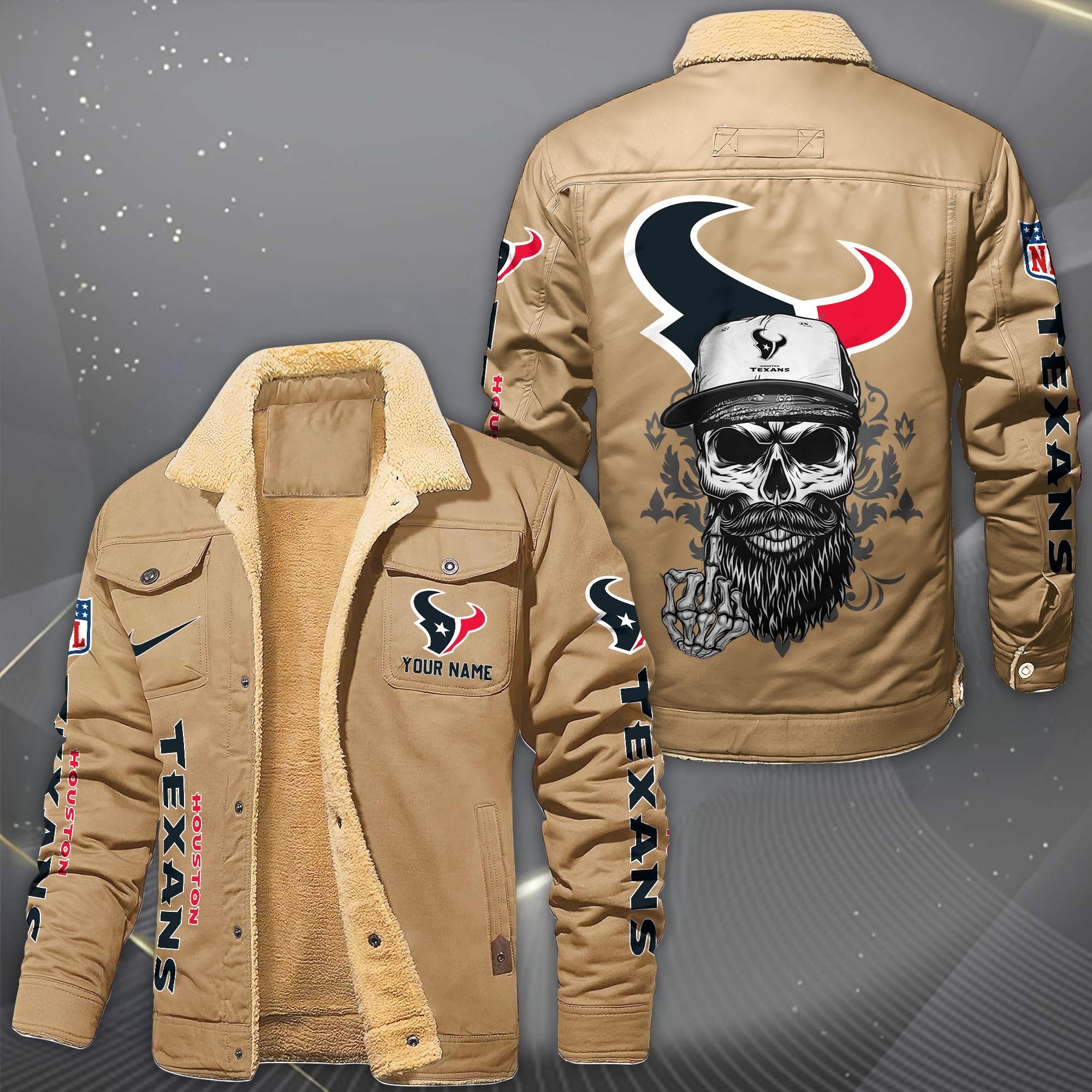 Alternative view of Houston Texans Fleece Lined Cargo Jacket Custom Your Name 2026 Version, Sport Fleece Jacket EHIVM-10033852N