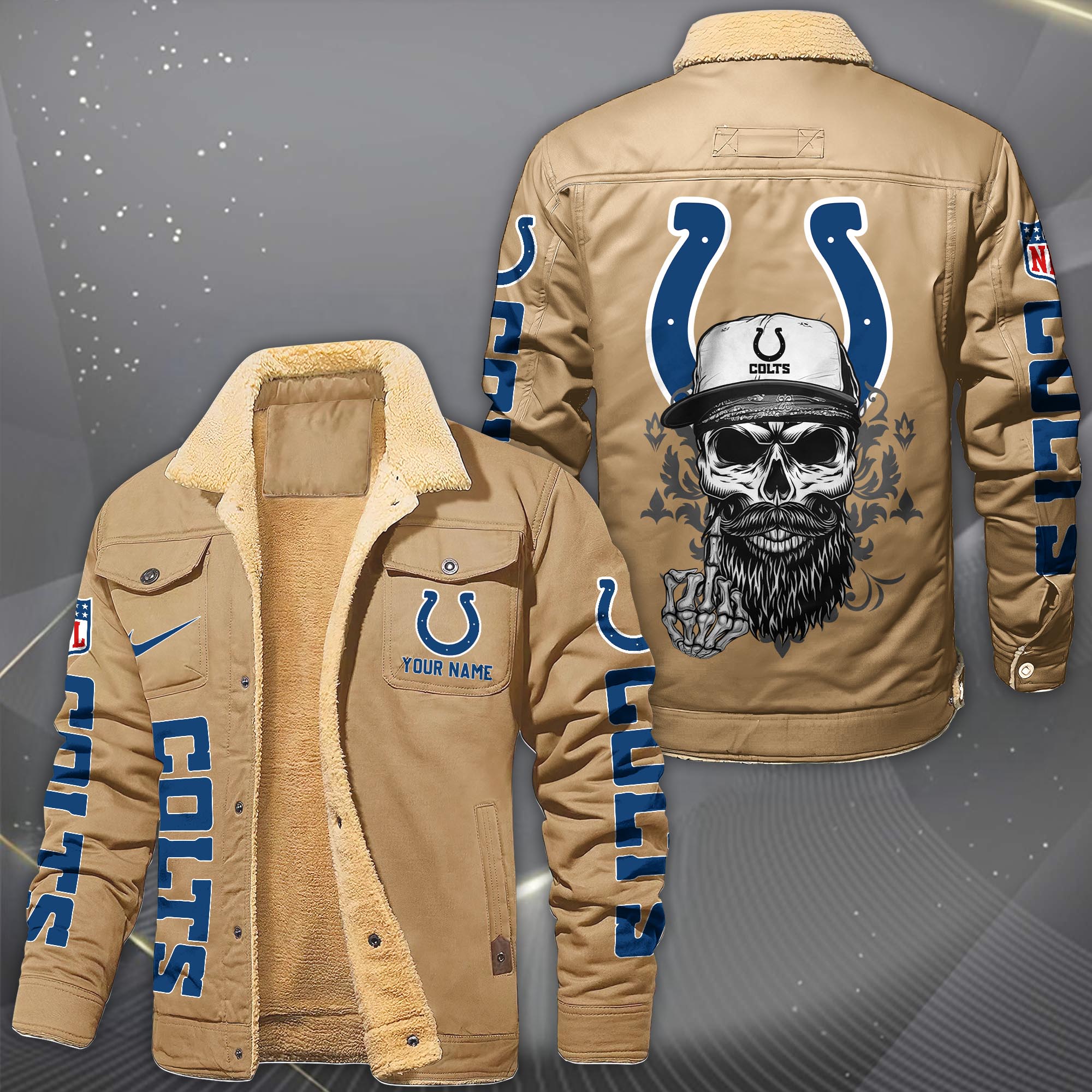 Alternative view of Indianapolis Colts Fleece Lined Cargo Jacket Custom Your Name 2026 Version, Sport Fleece Jacket EHIVM-10033852N