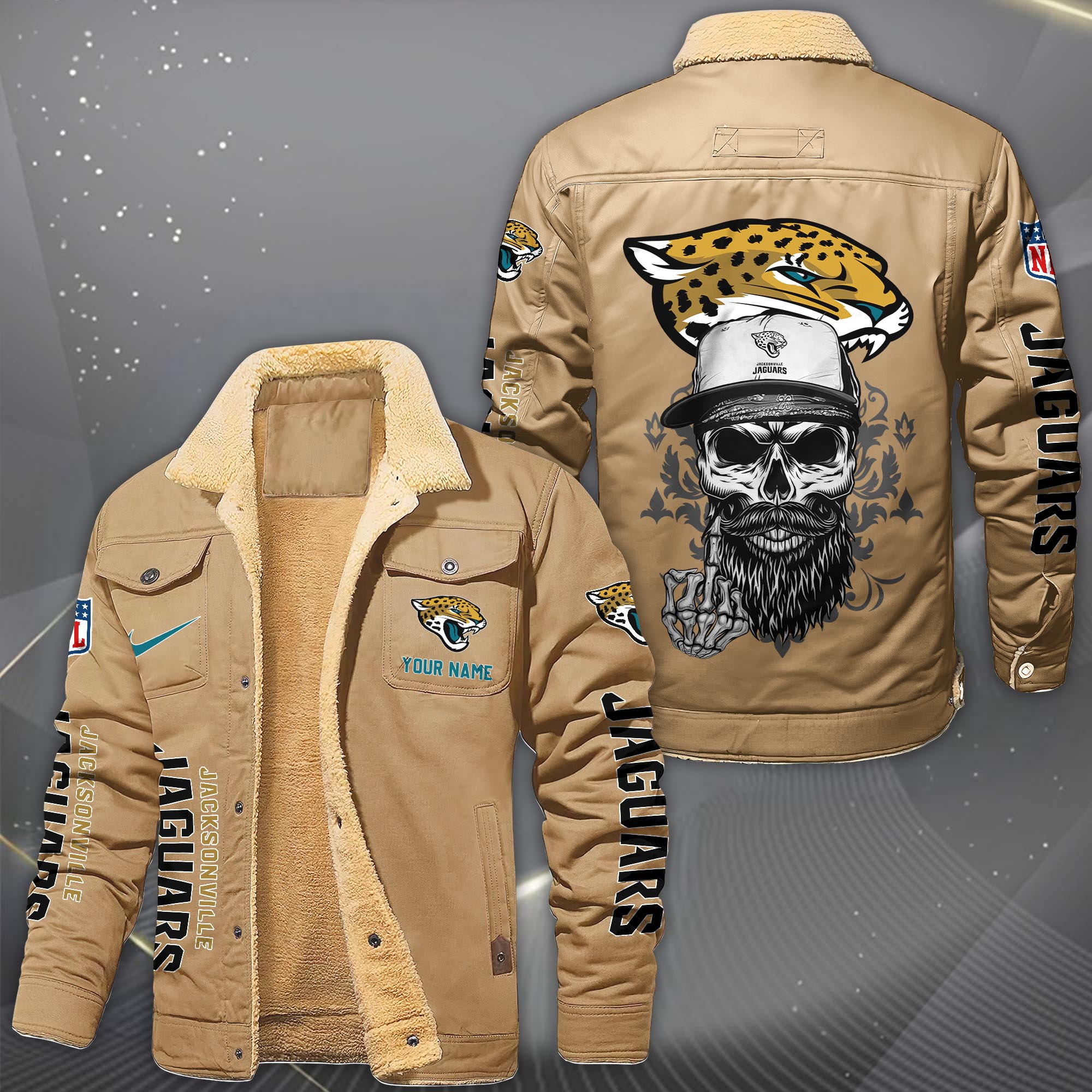 Alternative view of Jacksonville Jaguars Fleece Lined Cargo Jacket Custom Your Name 2026 Version, Sport Fleece Jacket EHIVM-10033852N