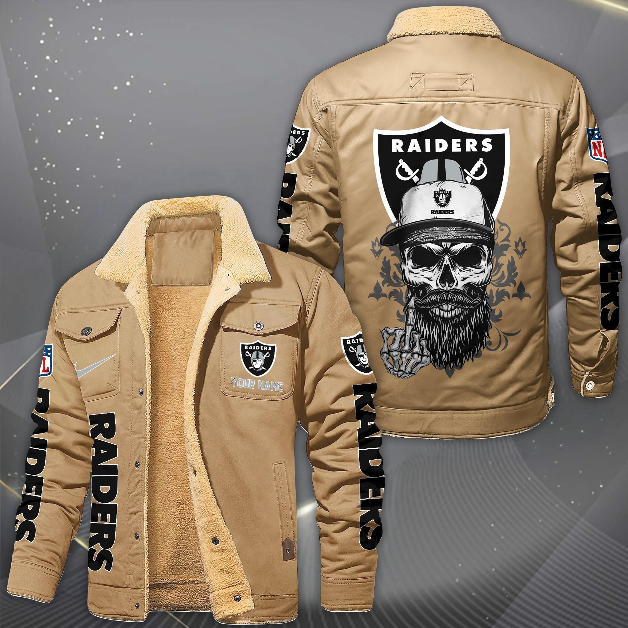 Alternative view of Las Vegas Raiders Fleece Lined Cargo Jacket Custom Your Name 2026 Version, Sport Fleece Jacket EHIVM-10033852N
