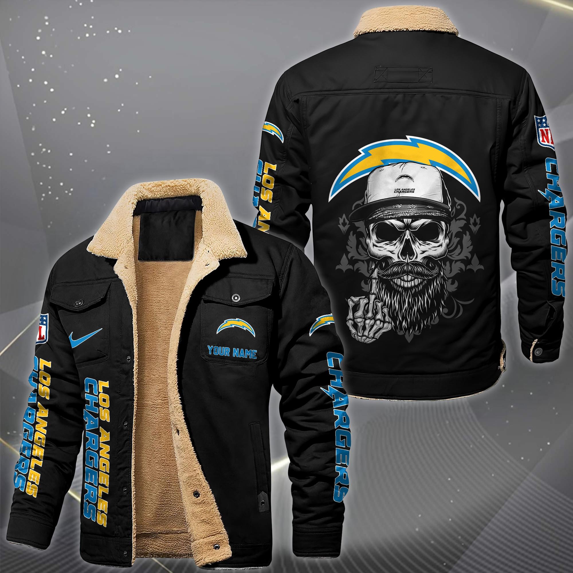 Los Angeles Chargers Fleece Lined Cargo Jacket Custom Your Name 2026 Version, Sport Fleece Jacket EHIVM-10033852N