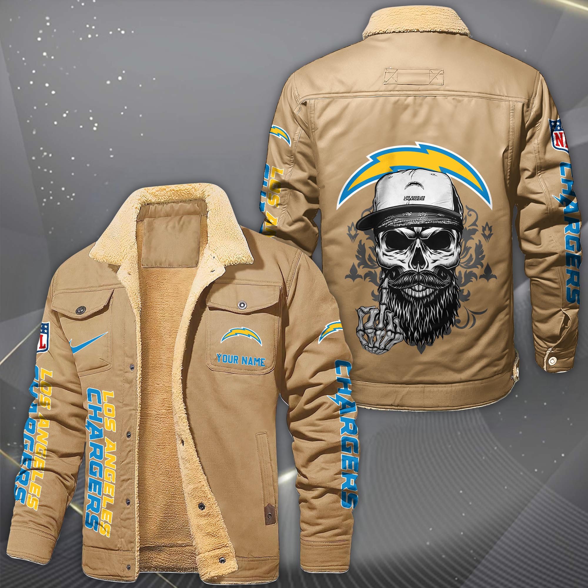 Alternative view of Los Angeles Chargers Fleece Lined Cargo Jacket Custom Your Name 2026 Version, Sport Fleece Jacket EHIVM-10033852N