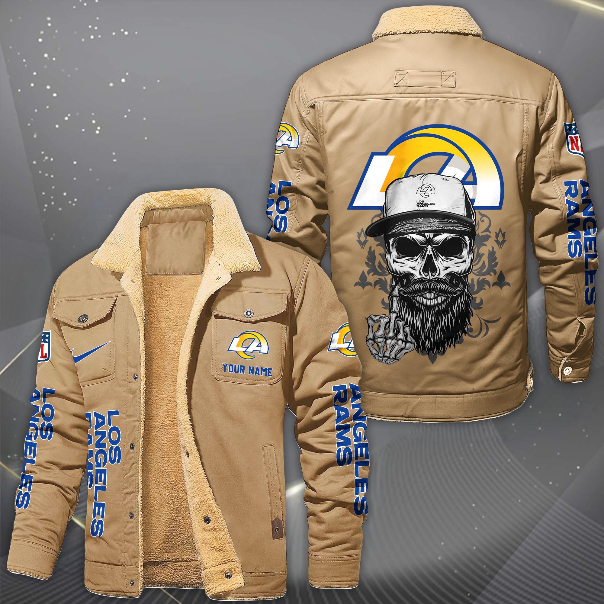 Alternative view of Los Angeles Rams Fleece Lined Cargo Jacket Custom Your Name 2026 Version, Sport Fleece Jacket EHIVM-10033852N