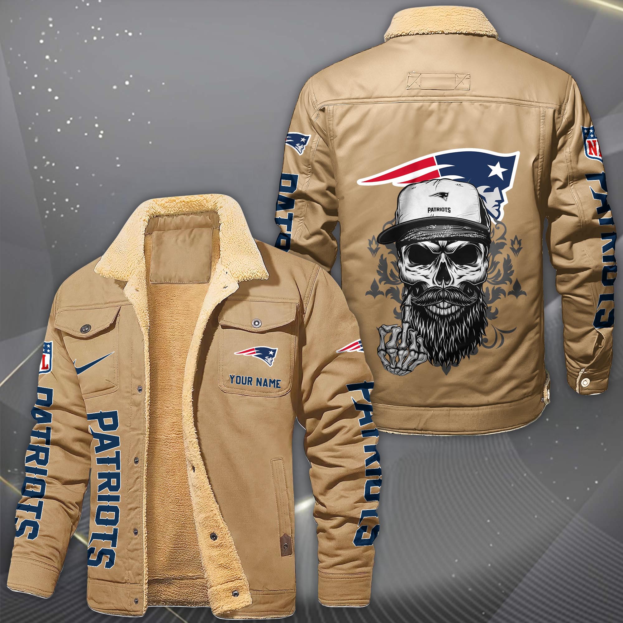 Alternative view of New England Patriots Fleece Lined Cargo Jacket Custom Your Name 2026 Version, Sport Fleece Jacket EHIVM-10033852N
