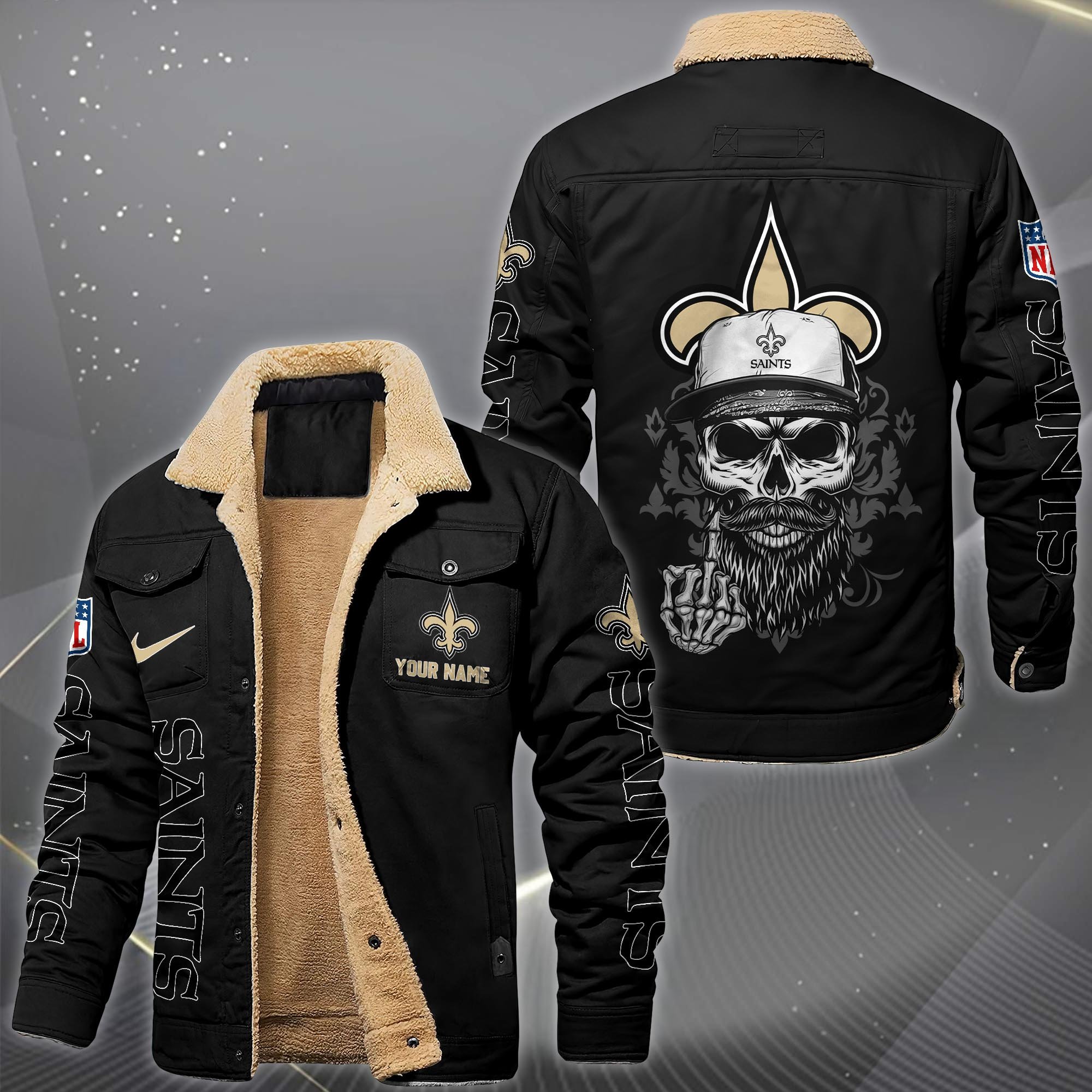 New Orleans Saints Fleece Lined Cargo Jacket Custom Your Name 2026 Version, Sport Fleece Jacket EHIVM-10033852N
