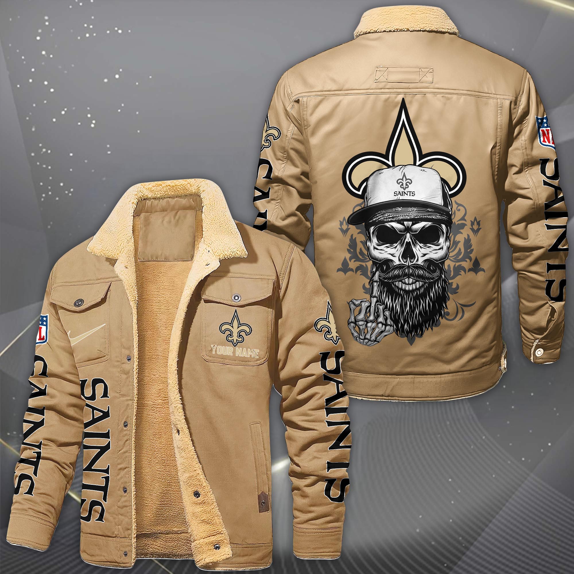 Alternative view of New Orleans Saints Fleece Lined Cargo Jacket Custom Your Name 2026 Version, Sport Fleece Jacket EHIVM-10033852N