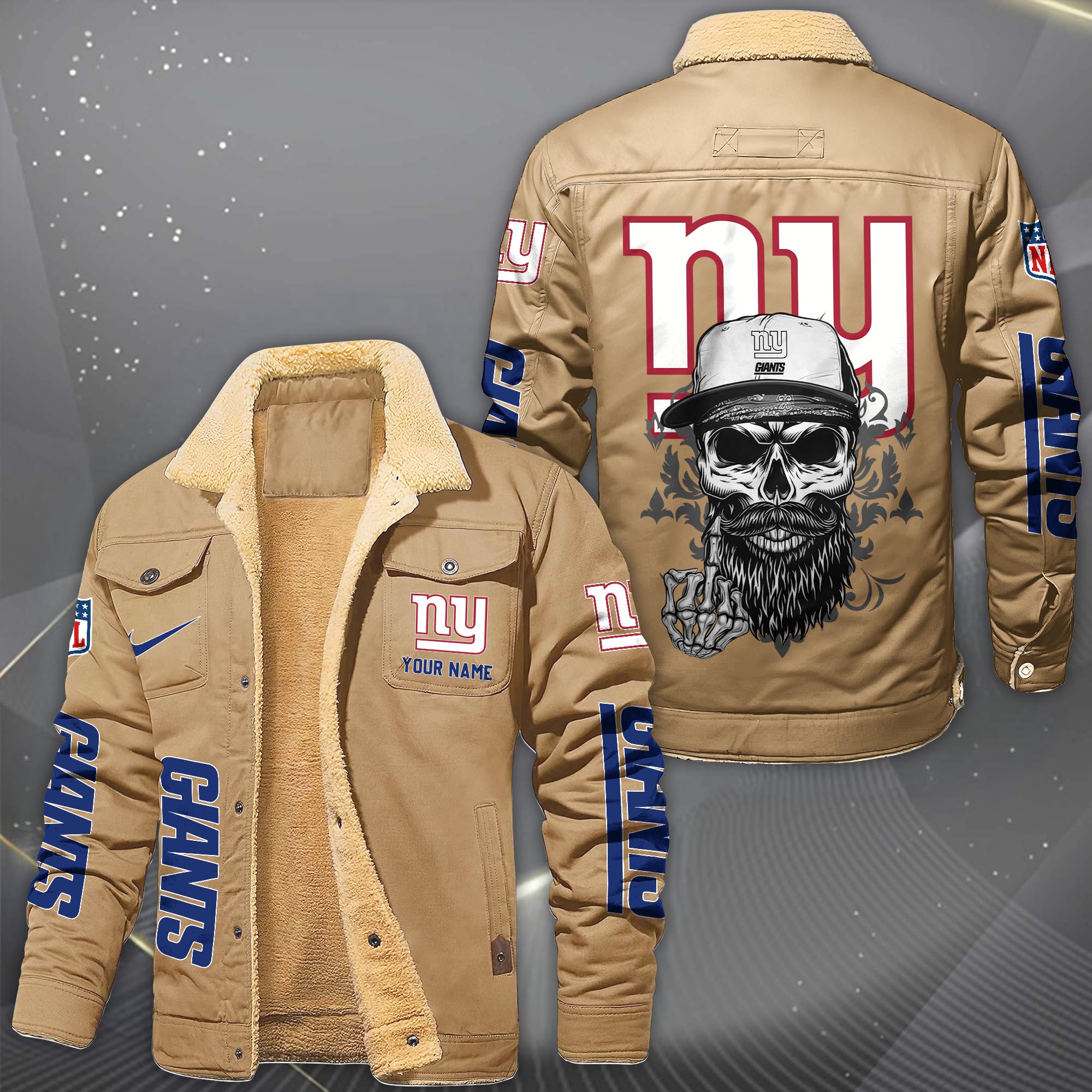 Alternative view of New York Giants Fleece Lined Cargo Jacket Custom Your Name 2026 Version, Sport Fleece Jacket EHIVM-10033852N