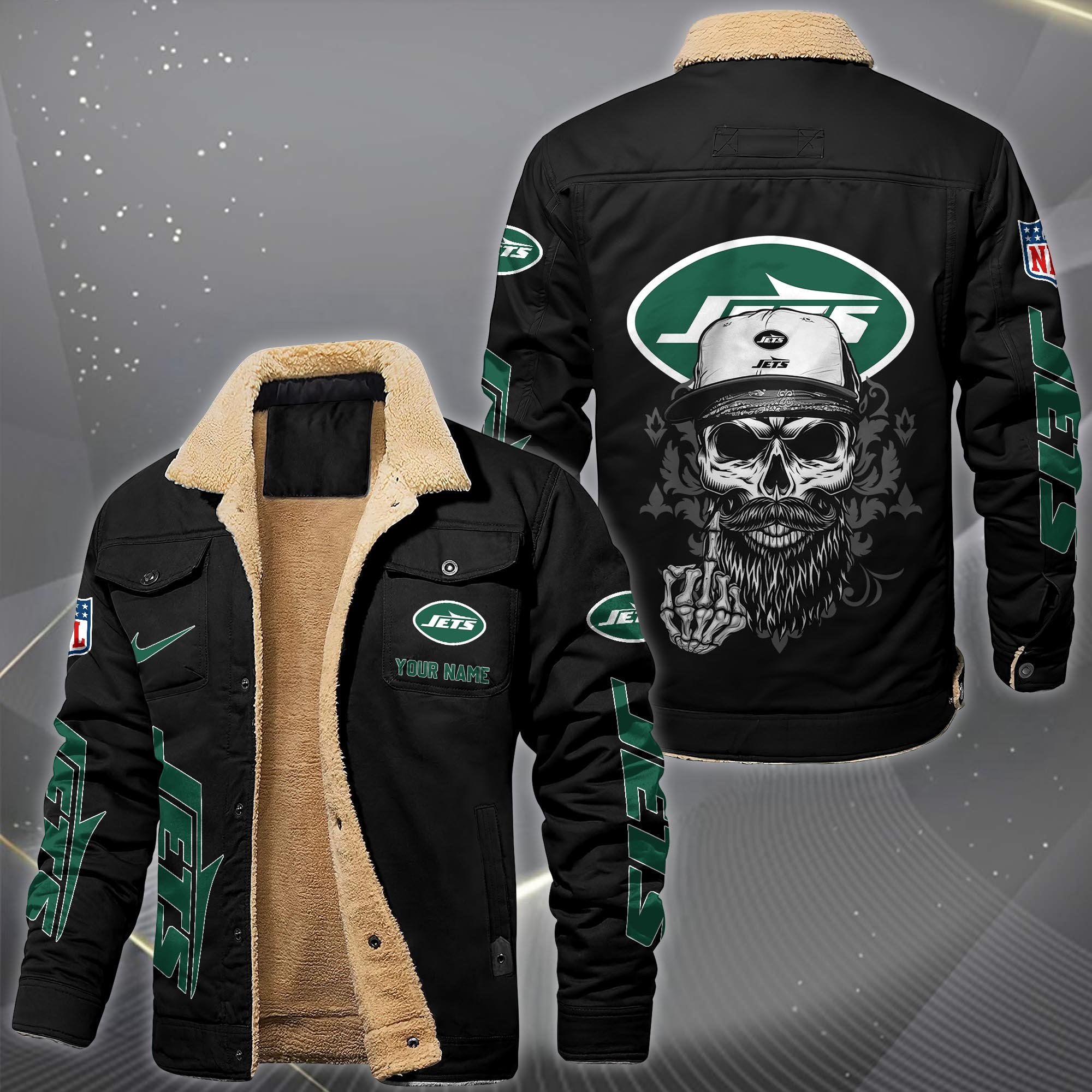 New York Jets Fleece Lined Cargo Jacket Custom Your Name 2026 Version, Sport Fleece Jacket EHIVM-10033852N