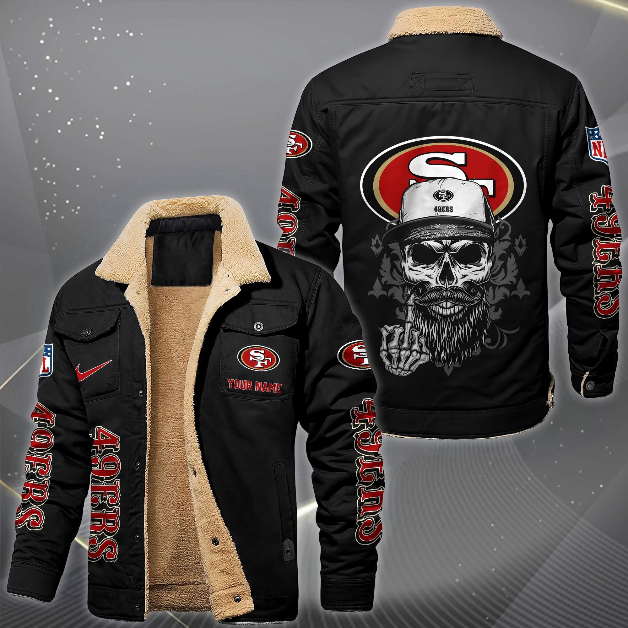 San Francisco 49ers Fleece Lined Cargo Jacket Custom Your Name 2026 Version, Sport Fleece Jacket EHIVM-10033852N