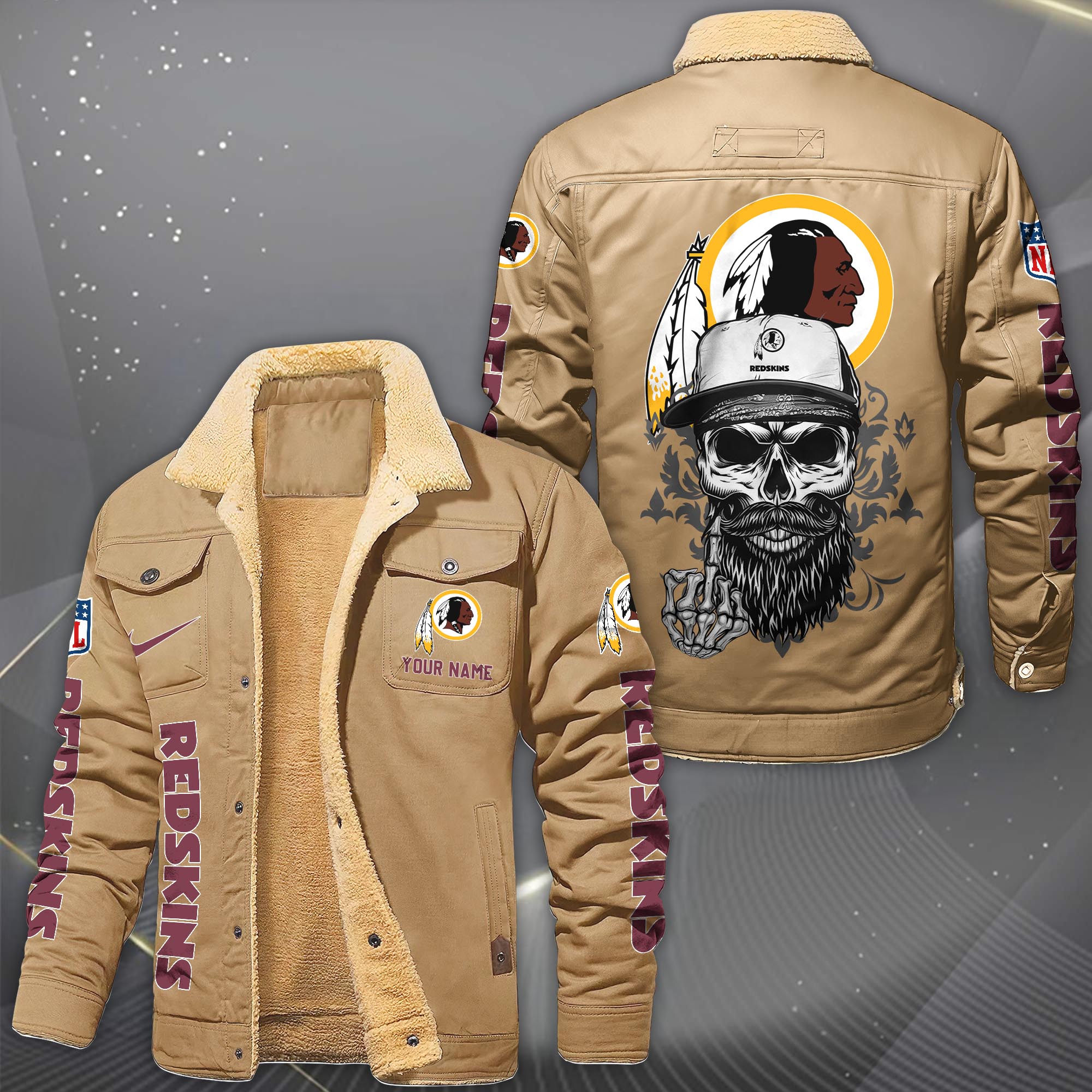 Alternative view of Washington Redskins Fleece Lined Cargo Jacket Custom Your Name 2026 Version, Sport Fleece Jacket EHIVM-10033852N