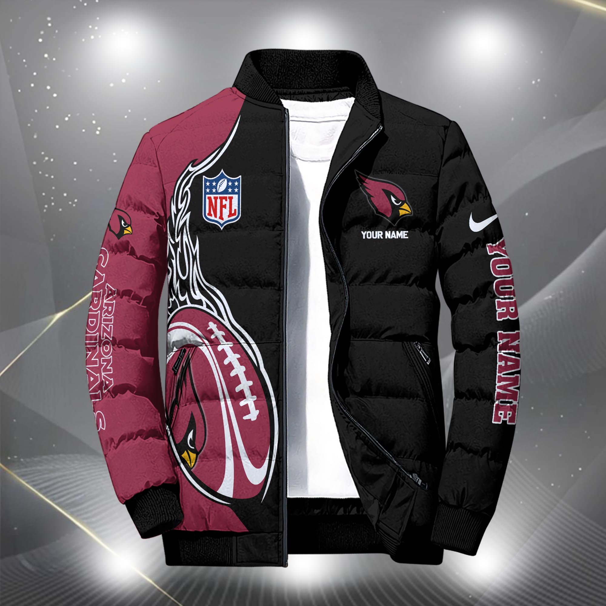 Alternative view of Arizona Cardinals Puffer Jacket Custom Your Name, Sport Jacket, FootBall Fan Gifts EHIVM-09303724N