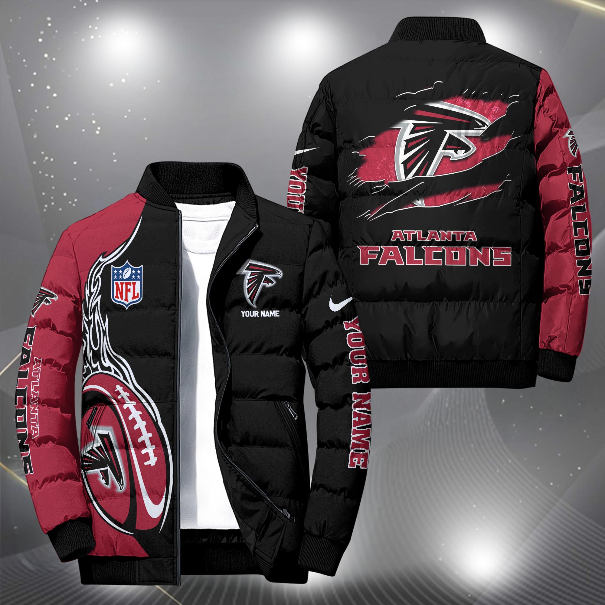 Atlanta Falcons Puffer Jacket Custom Your Name, Sport Jacket, FootBall Fan Gifts EHIVM-09303724N