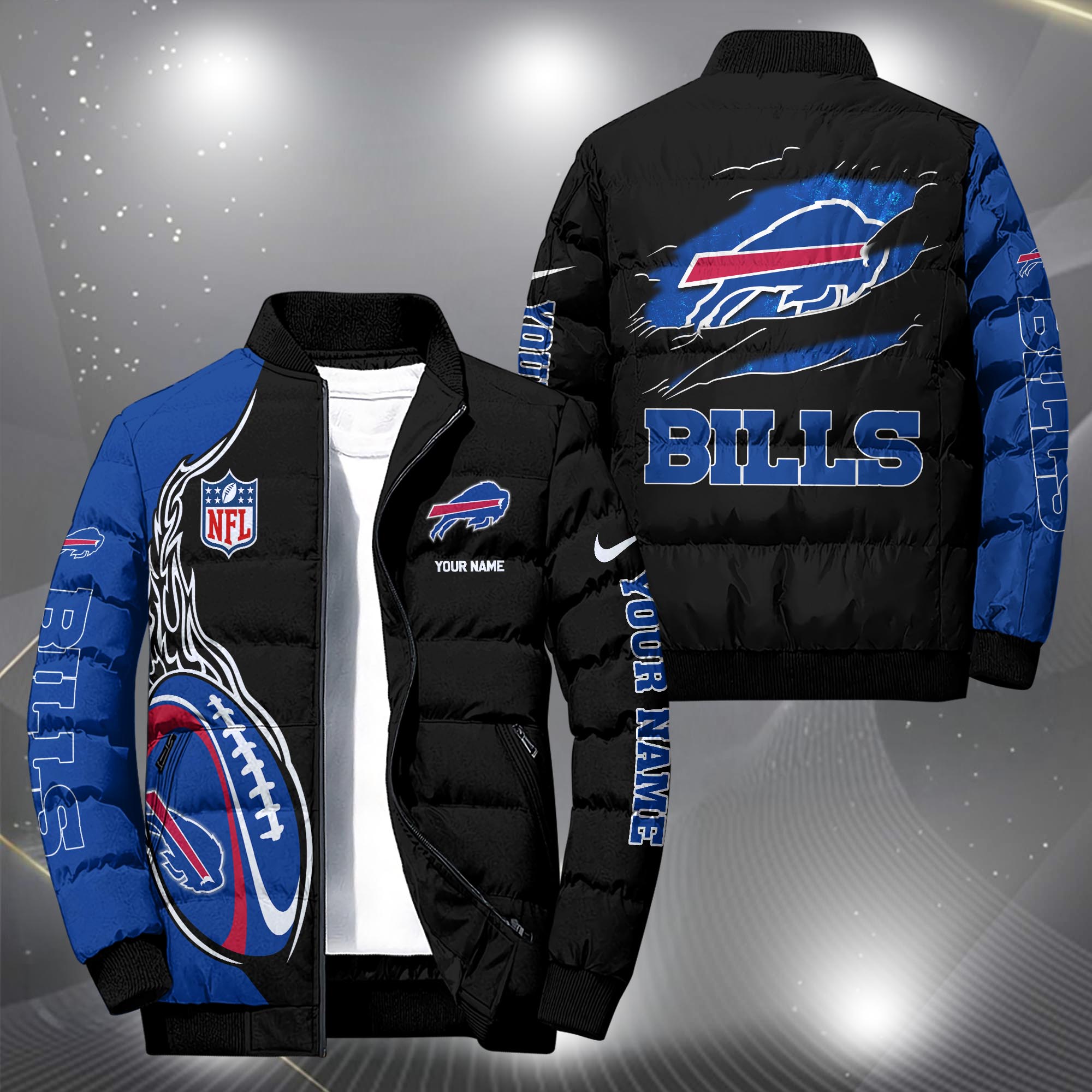 Buffalo Bills Puffer Jacket Custom Your Name, Sport Jacket, FootBall Fan Gifts EHIVM-09303724N