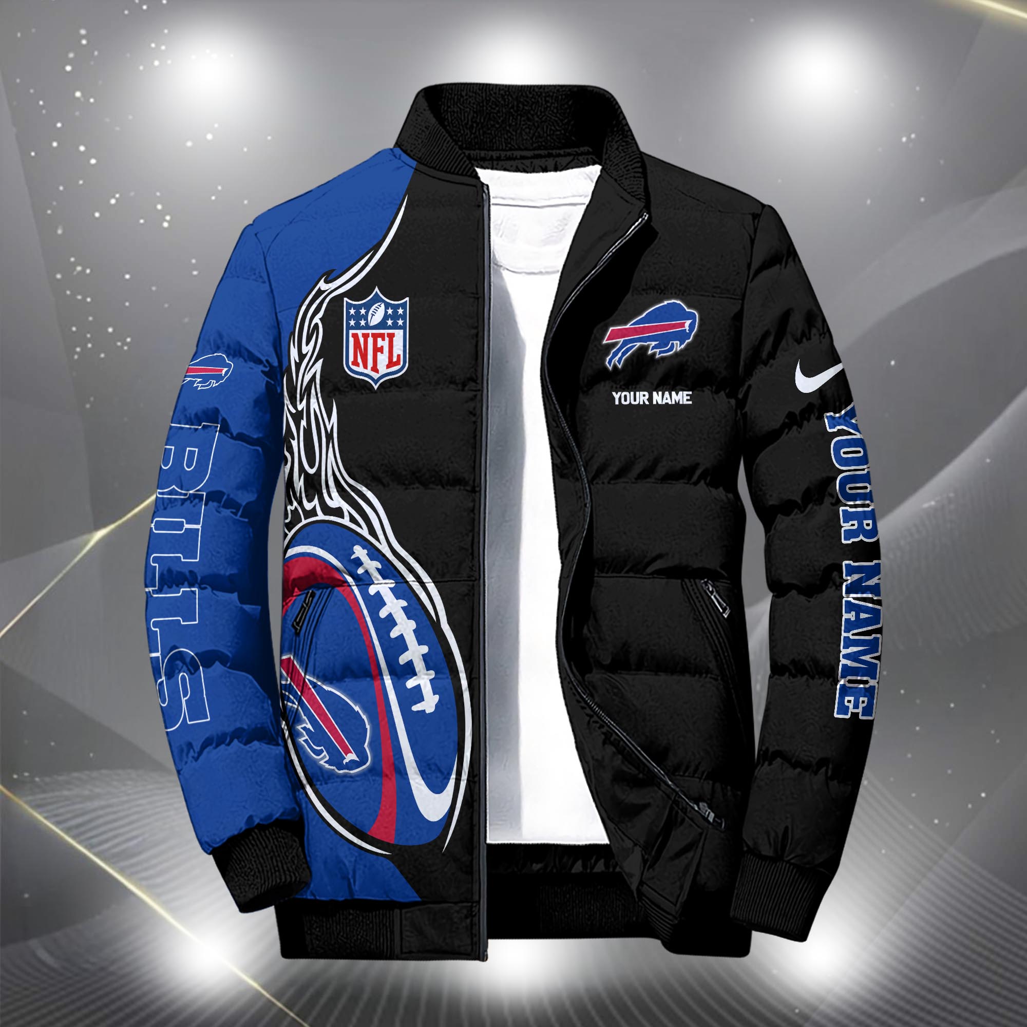 Alternative view of Buffalo Bills Puffer Jacket Custom Your Name, Sport Jacket, FootBall Fan Gifts EHIVM-09303724N