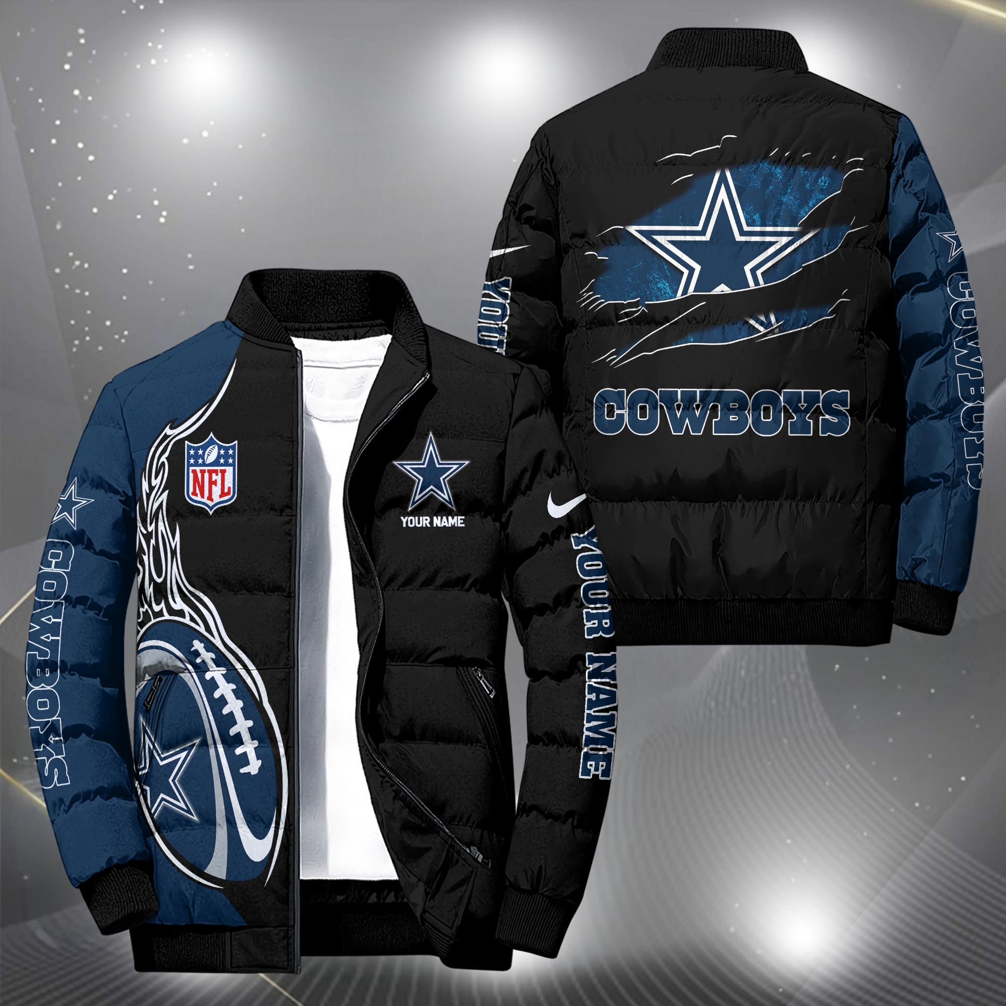 Dallas Cowboys Puffer Jacket Custom Your Name, Sport Jacket, FootBall Fan Gifts EHIVM-09303724N